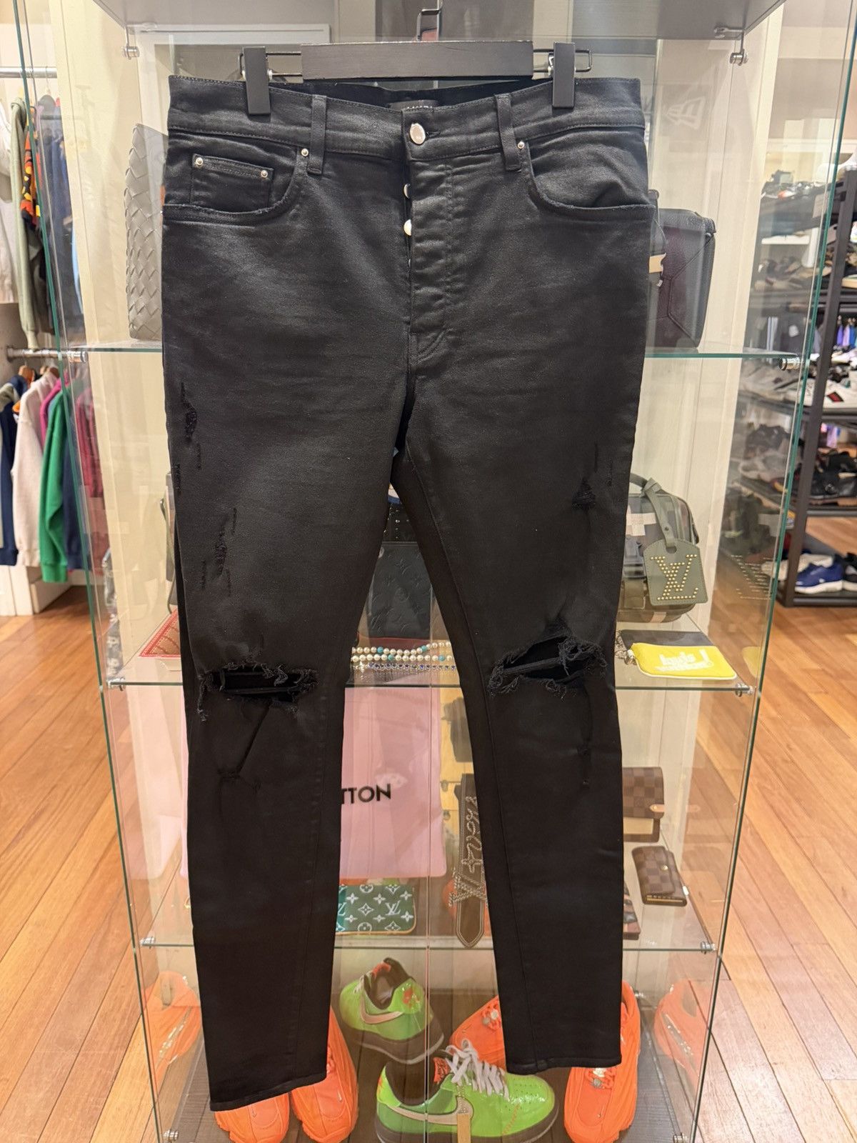 Amiri Amiri Waxed Thrasher Distressed Denim Jeans Size US 36 / EU 52 - 1 Thumbnail