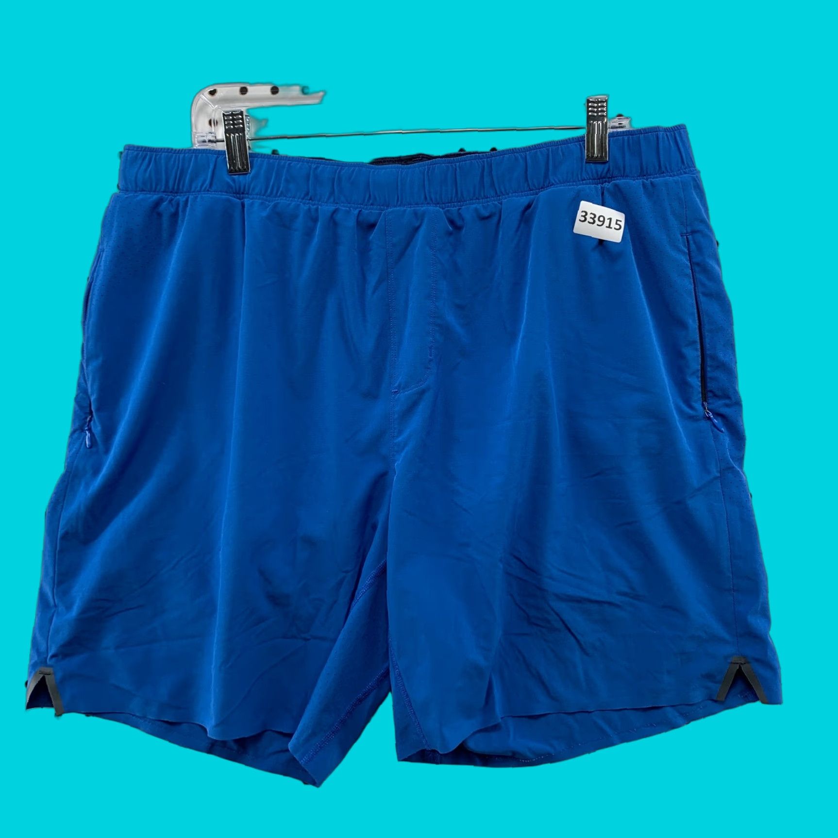 Rhone Rhone Active Shorts Men XL Blue Work Out Train Zipper Pocket 35x7 Athletic Pattern Solid Pockets Size 40" / US 18 - 1 Thumbnail