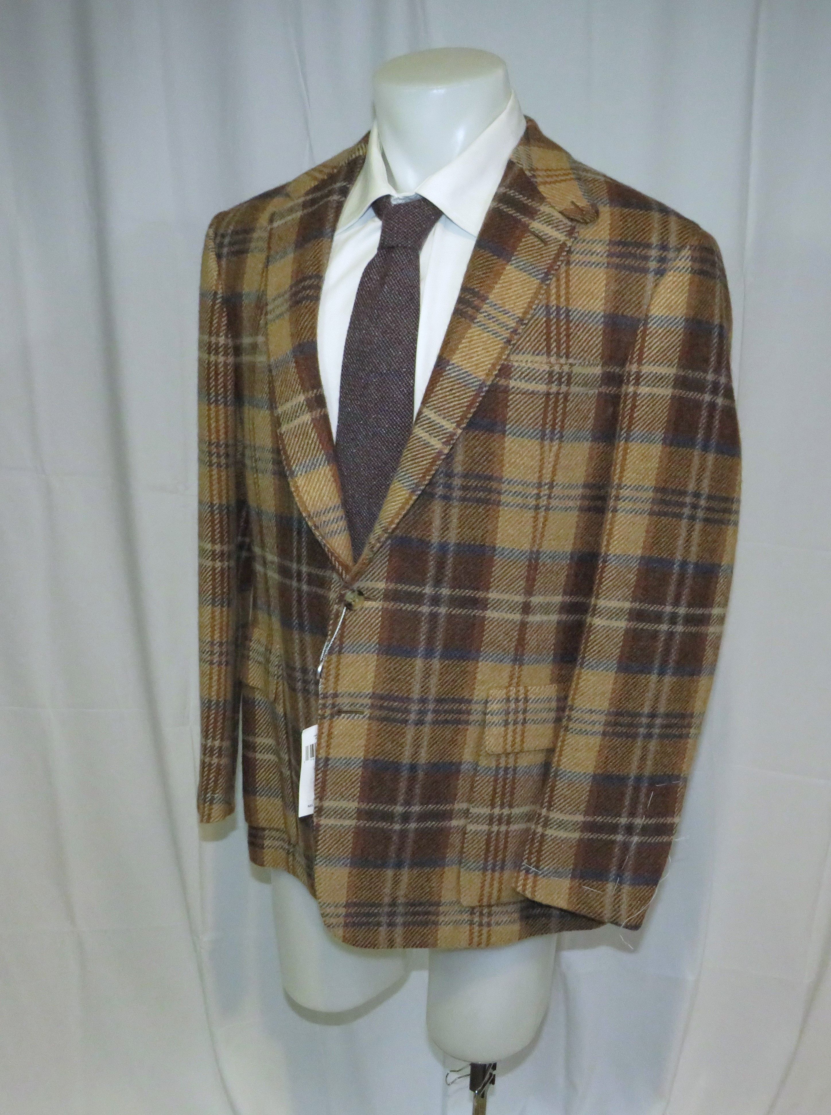 Ralph Lauren Purple Label Handmade Kent Bellows Brown Plaid 44R NWT $4995 Size 44R - 6 Thumbnail