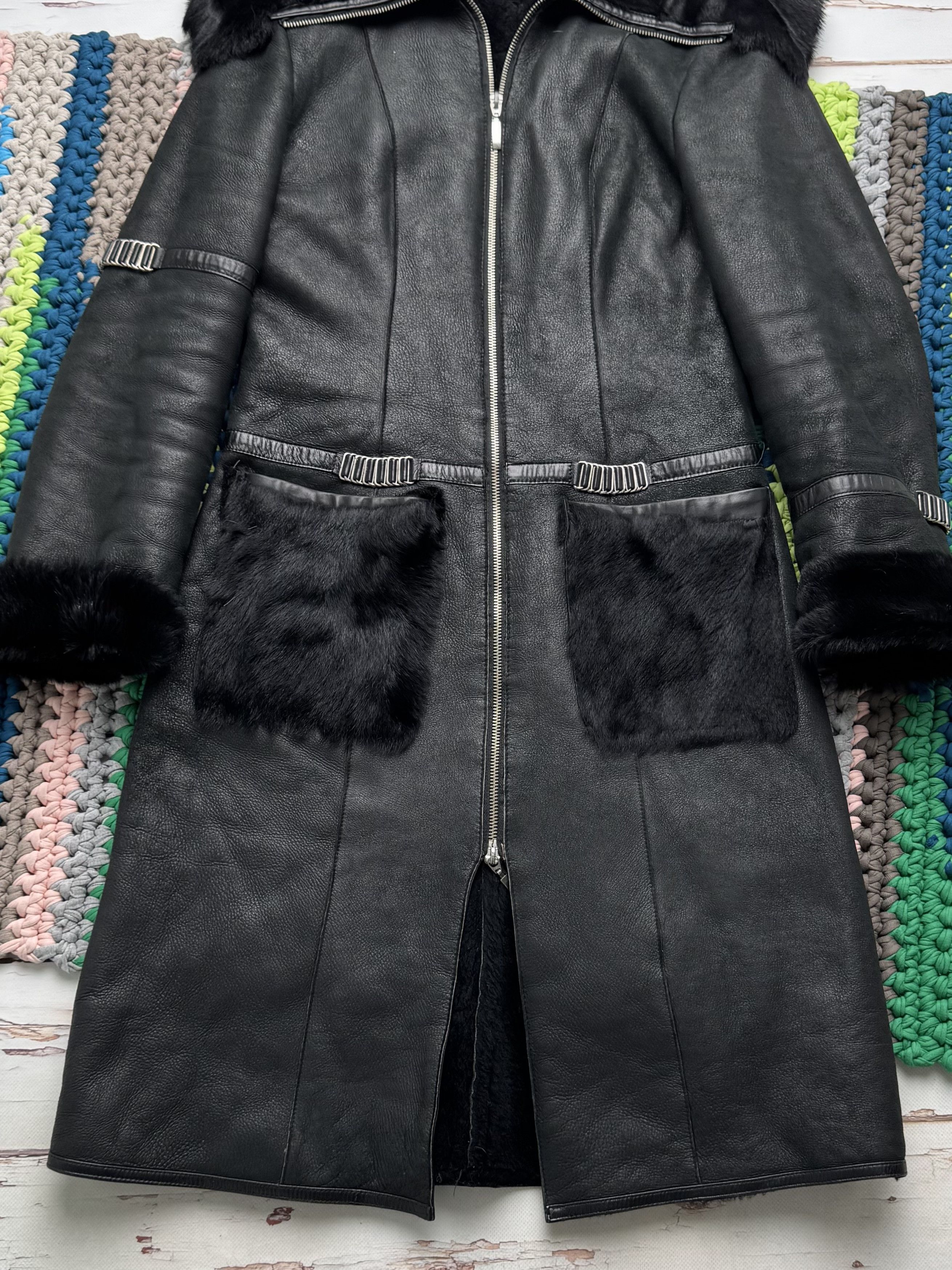 Vintage Vintage Black Sheepskin Leather Coat Long Zip Size S / US 4 / IT 40 - 7 Thumbnail