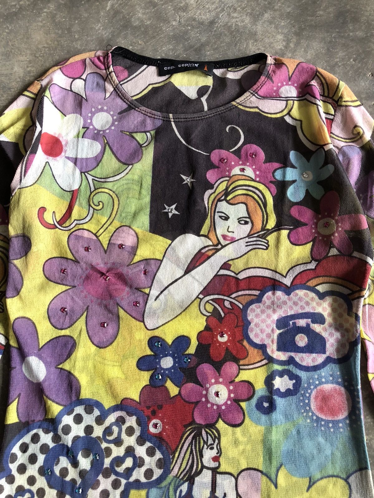 Cop Copine × Vintage Cop Copine Y2K vintage JPG style longsleeve Flower Girls top Size M / US 6-8 / IT 42-44 - 2 Thumbnail