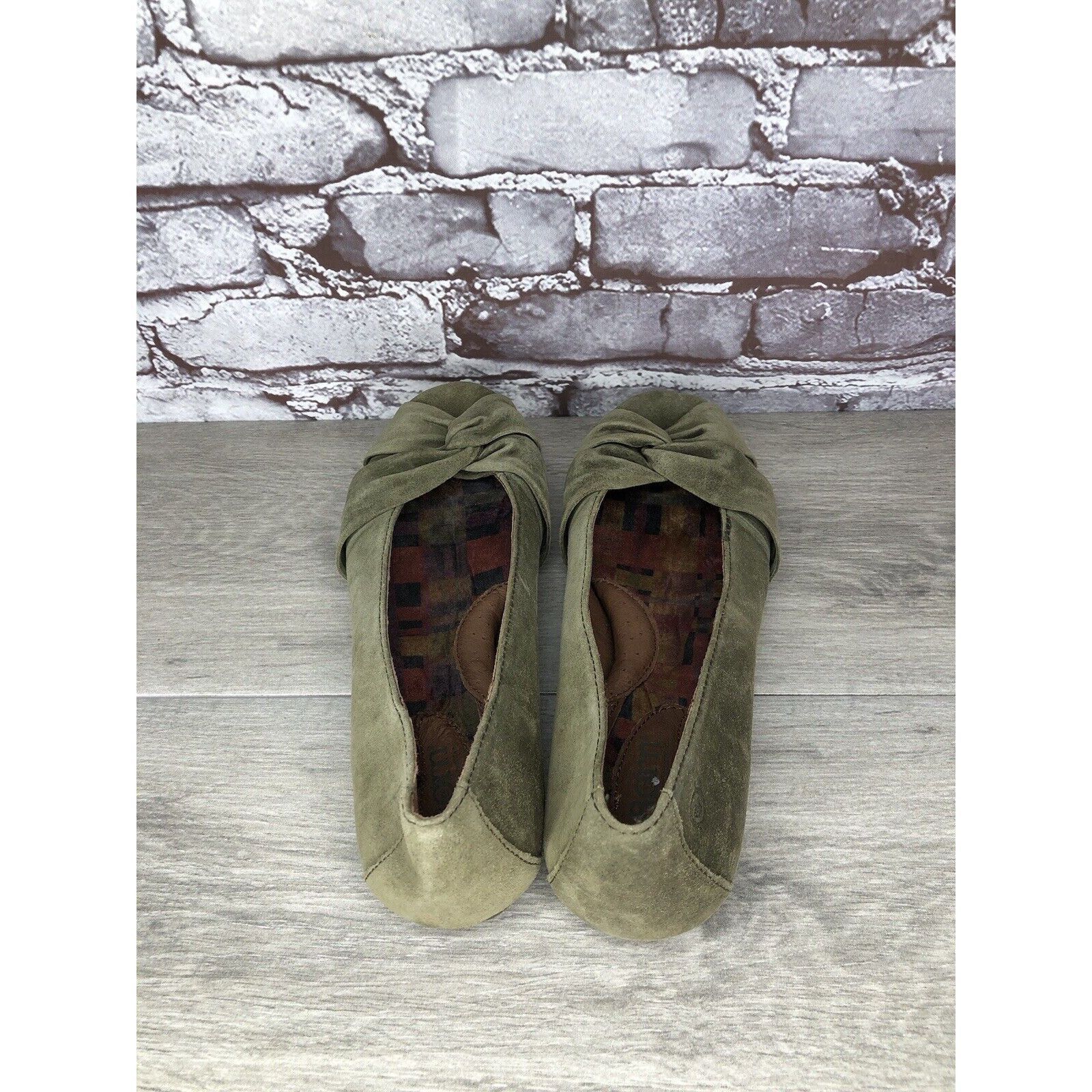 Born Born Lily Green Suede Leather Knot Ballet Flats Shoes Women’ Size US 11 / IT 41 - 5 Thumbnail