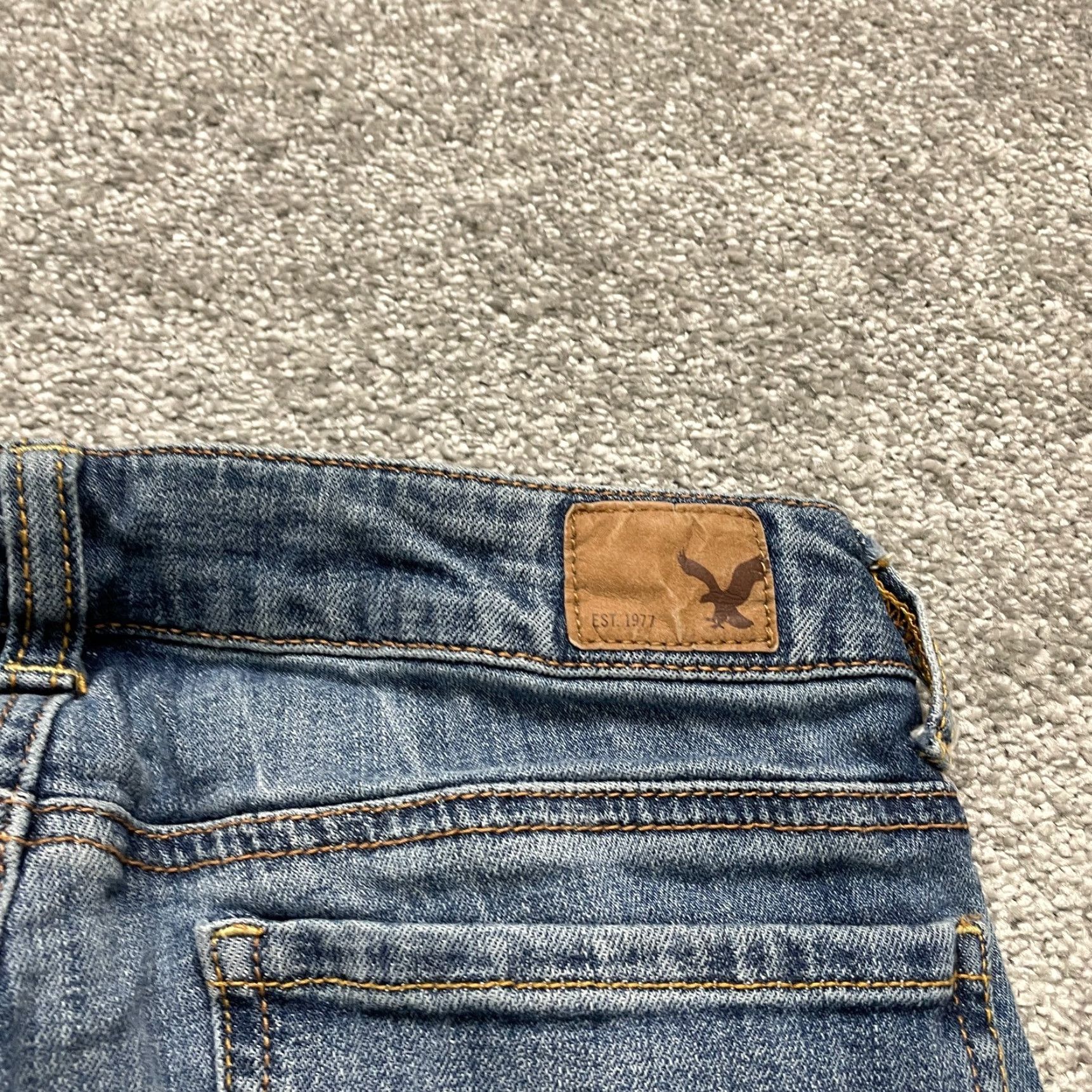 American Eagle Outfitters VINTAGE American Eagle Skinny Jeans Women 28x28 Blue Distressed Mid Rise Cotton Blend 2010s Fashion Size 26" / US 2 / IT 38 - 5 Thumbnail