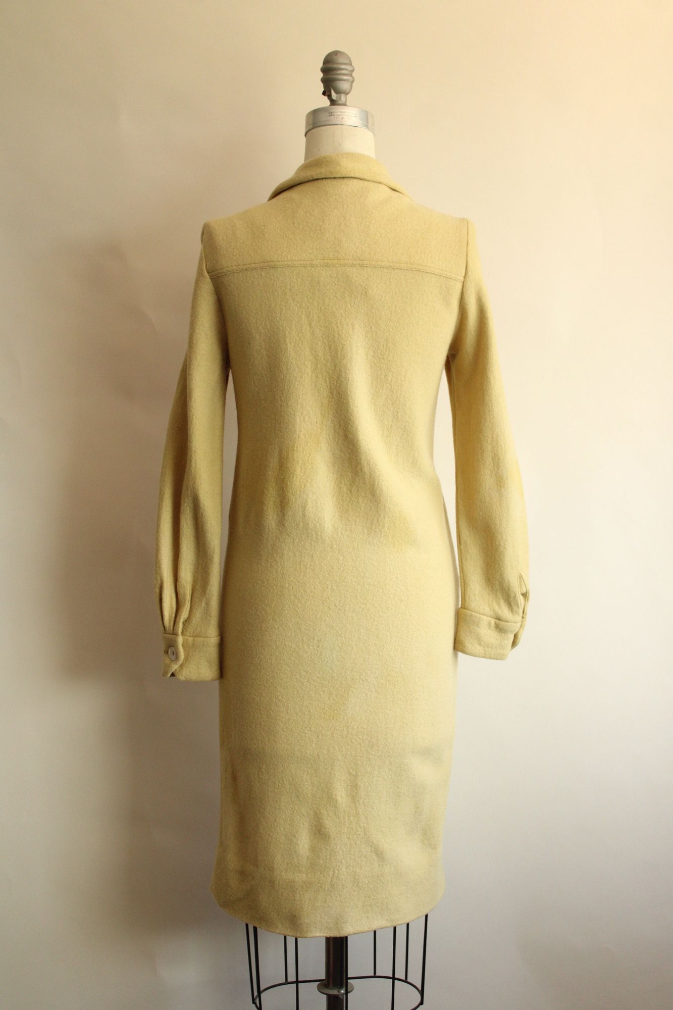 Vintage Vintage 1960s Coat Dress, Fred Roithschild Yellow Wool Size M / US 6-8 / IT 42-44 - 9 Thumbnail