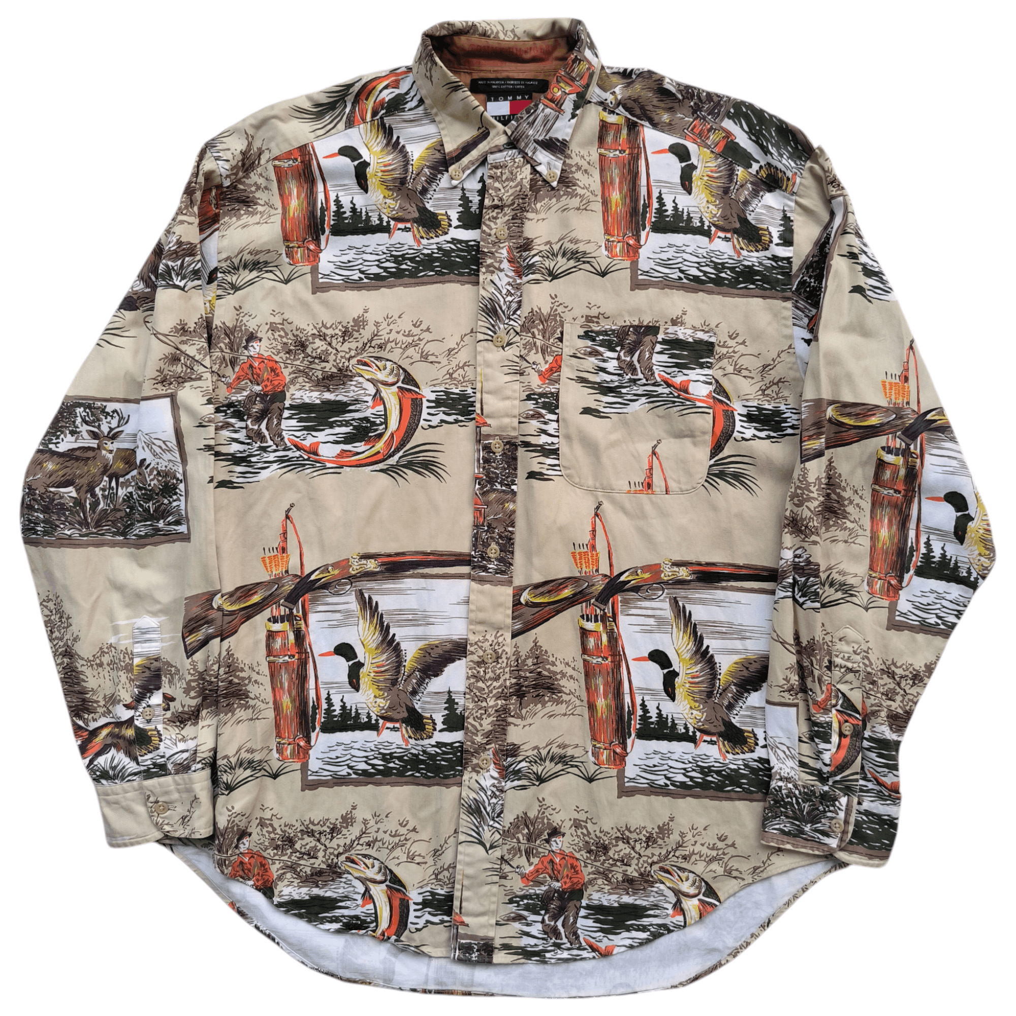 Vintage Rare Tommy Hilfiger Hunting AOP LS Shirt