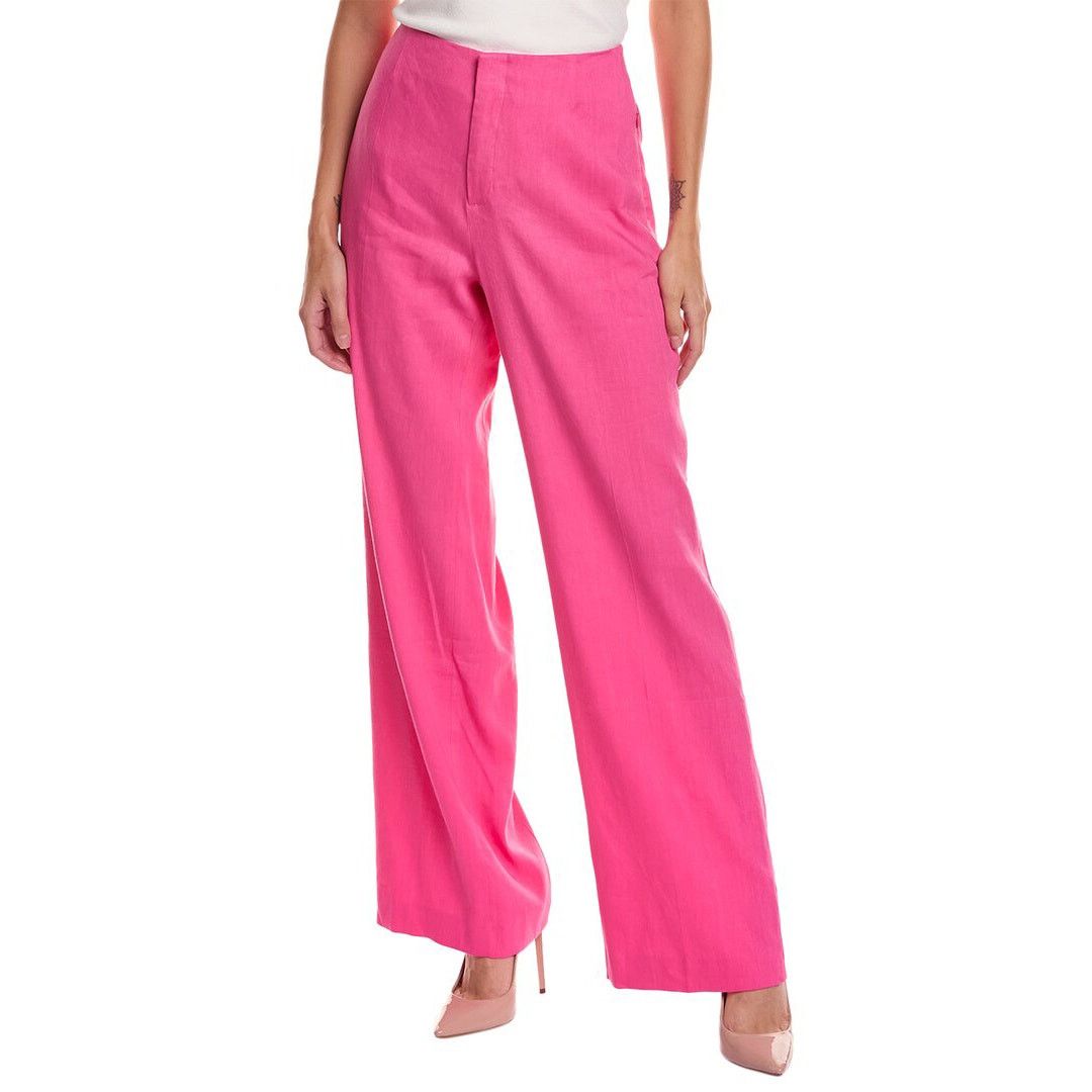 Frame FRAME High Waist Linen Blend Trouser Flamingo Size 27" / US 4 / IT 40 - 1 Thumbnail