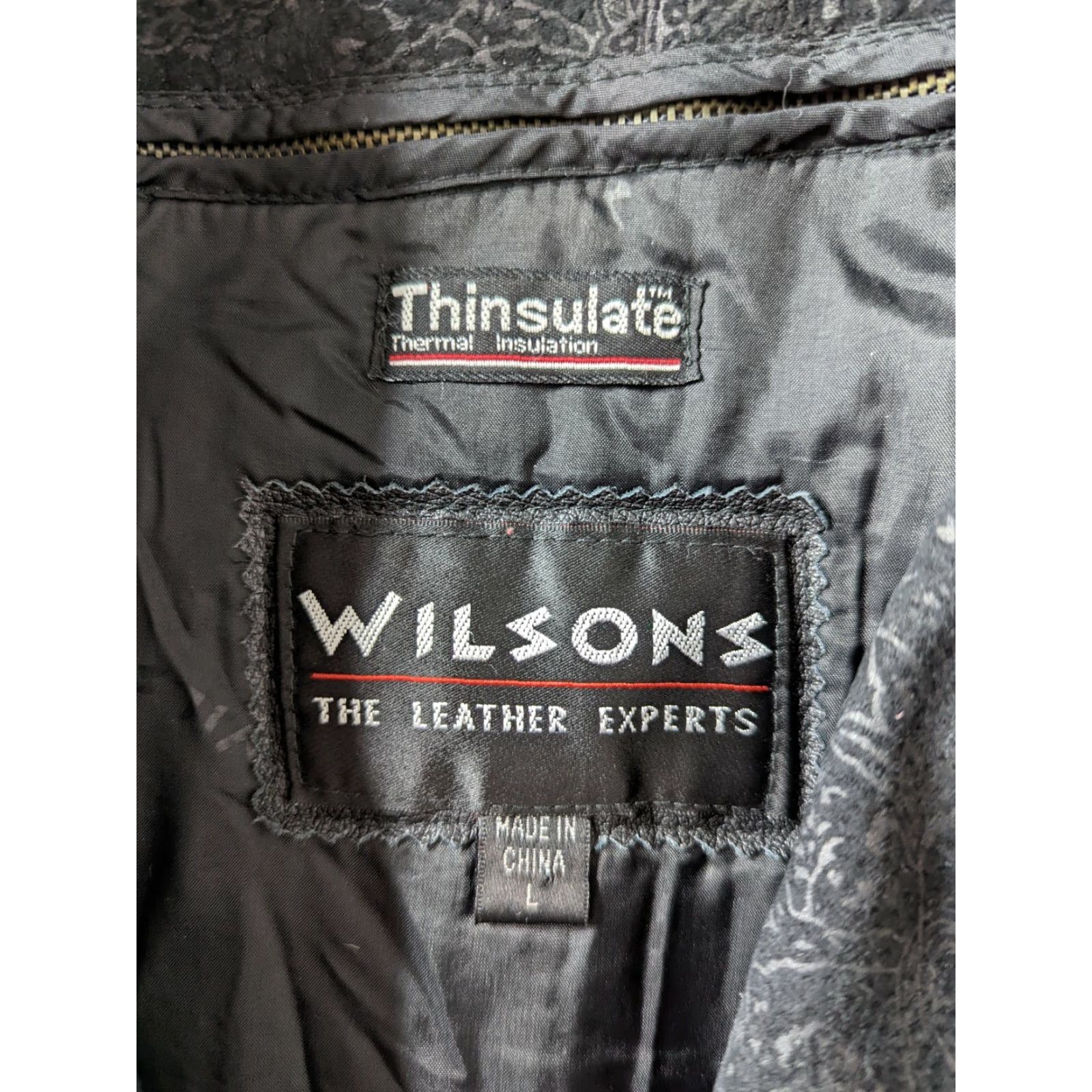 Wilson VINTAGE Wilson's Women's Coat Leather Patchwork Trench 80s Long Black 30.5 Collar to Cuff 40 Bust 40 Waist 31 Length Pockets Mens? No, Women. Size L / US 10 / IT 46 - 2 Thumbnail