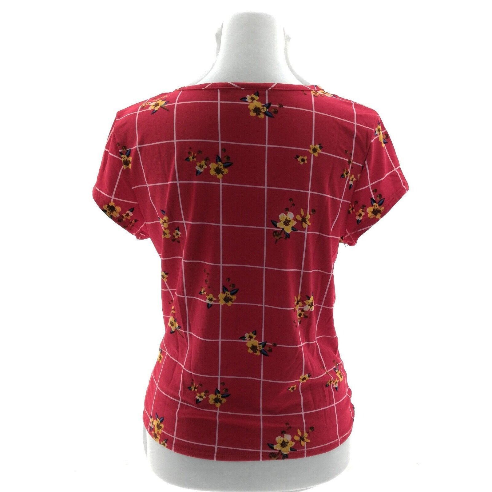 Other Morning Kisses Red Floral Twist Hem Top - Size Large Size L / US 10 / IT 46 - 3 Thumbnail