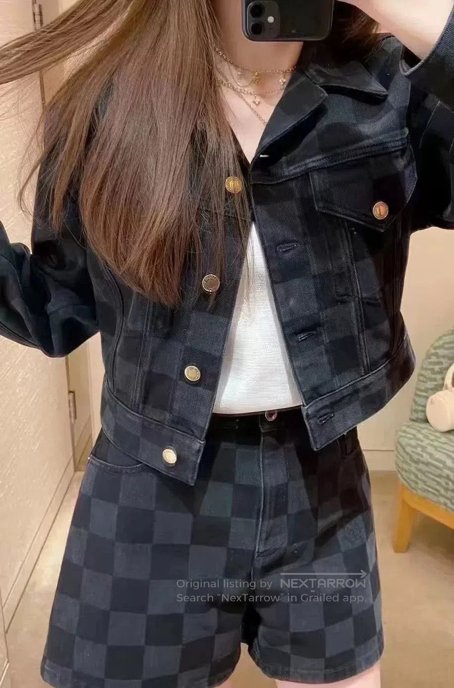 Louis Vuitton Louis Vuitton Black Checker Denim Shorts. Size 35" - 8 Thumbnail