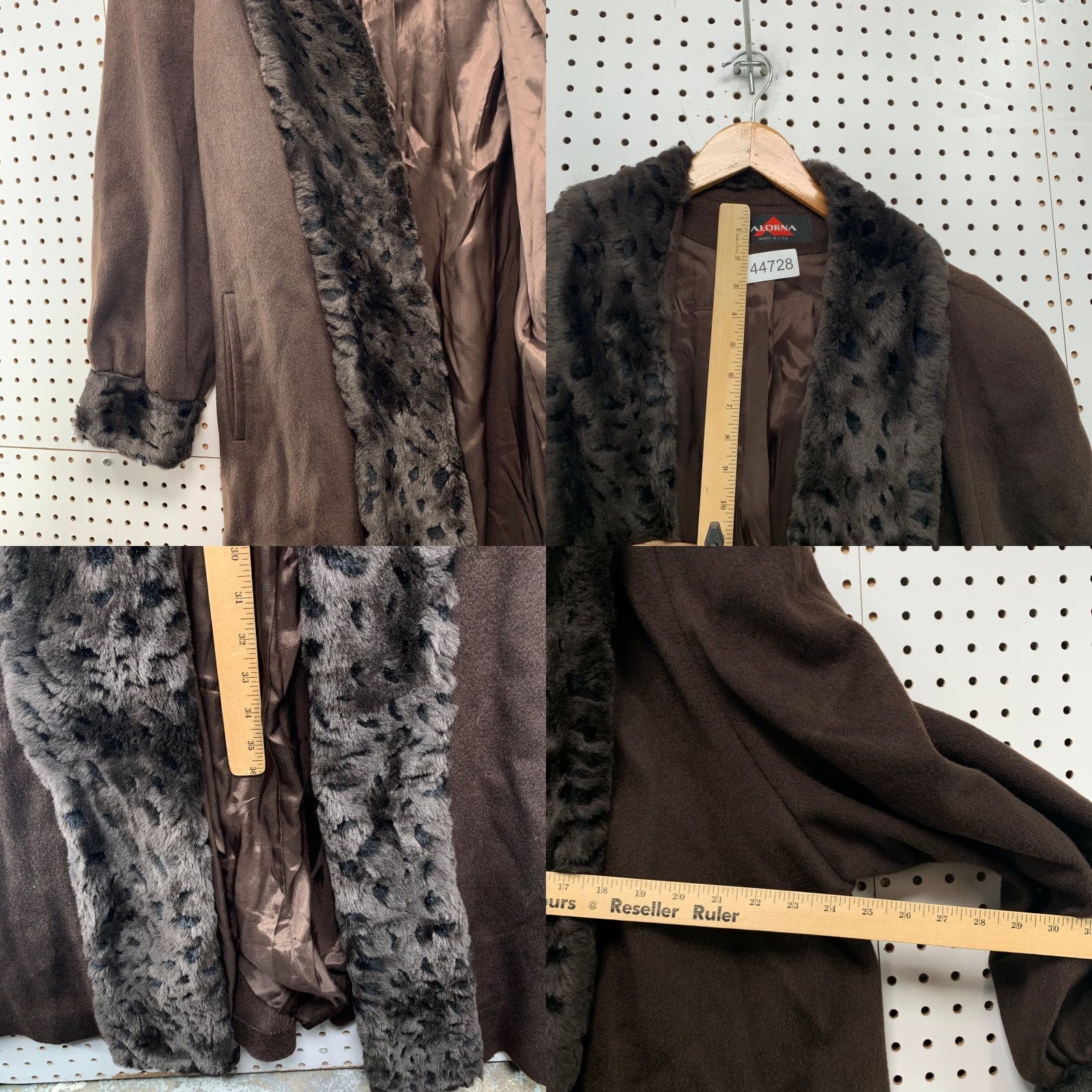 Penn VINTAGE Alorna Wool Coat Womens XL Brown Faux Fur Overcoat Size XL / US 12-14 / IT 48-50 - 8 Thumbnail