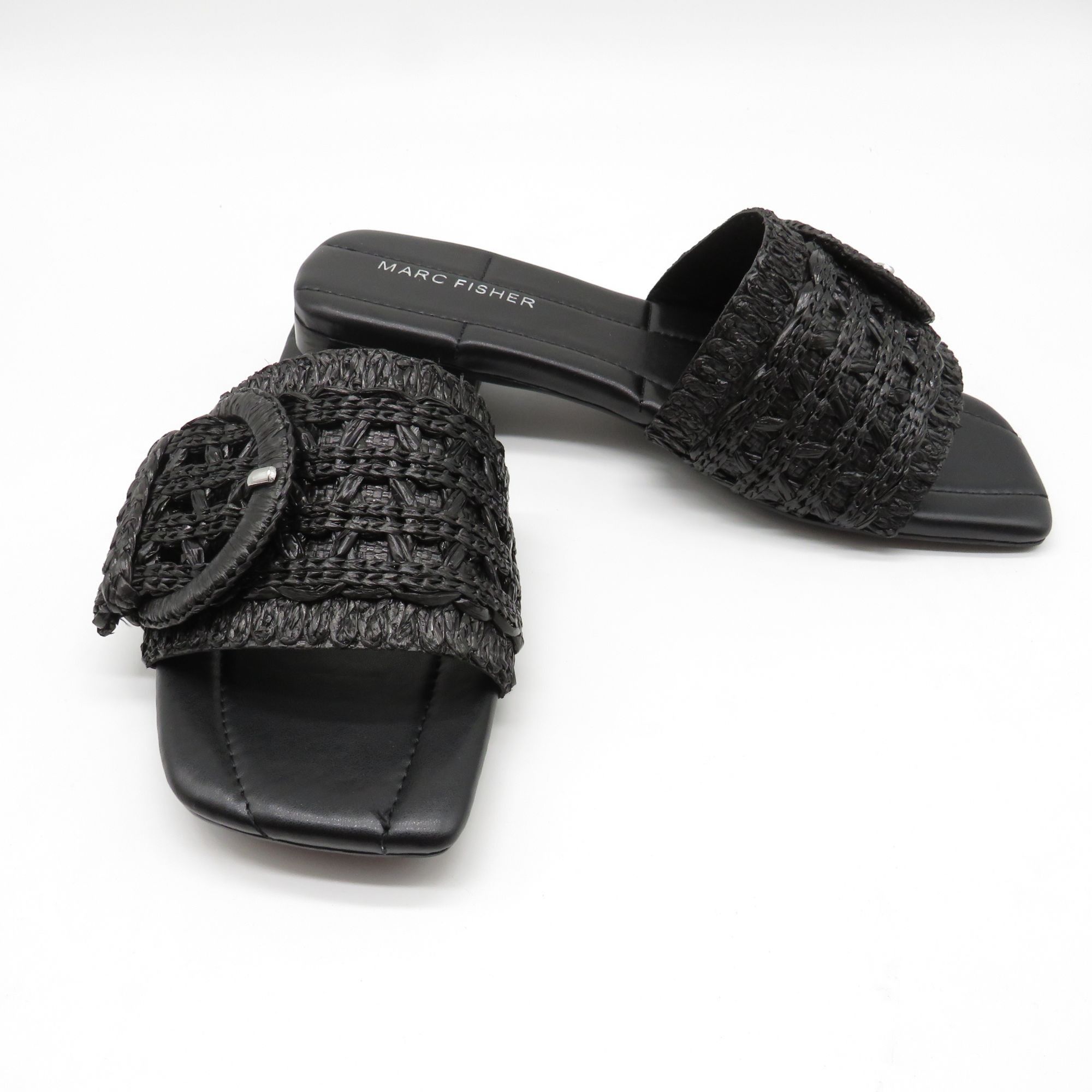 Marc Fisher Marc Fisher Womens Black Loree Raffia Buckle Slide Sandals 5 Size US 5.5 / IT 35.5 - 4 Thumbnail