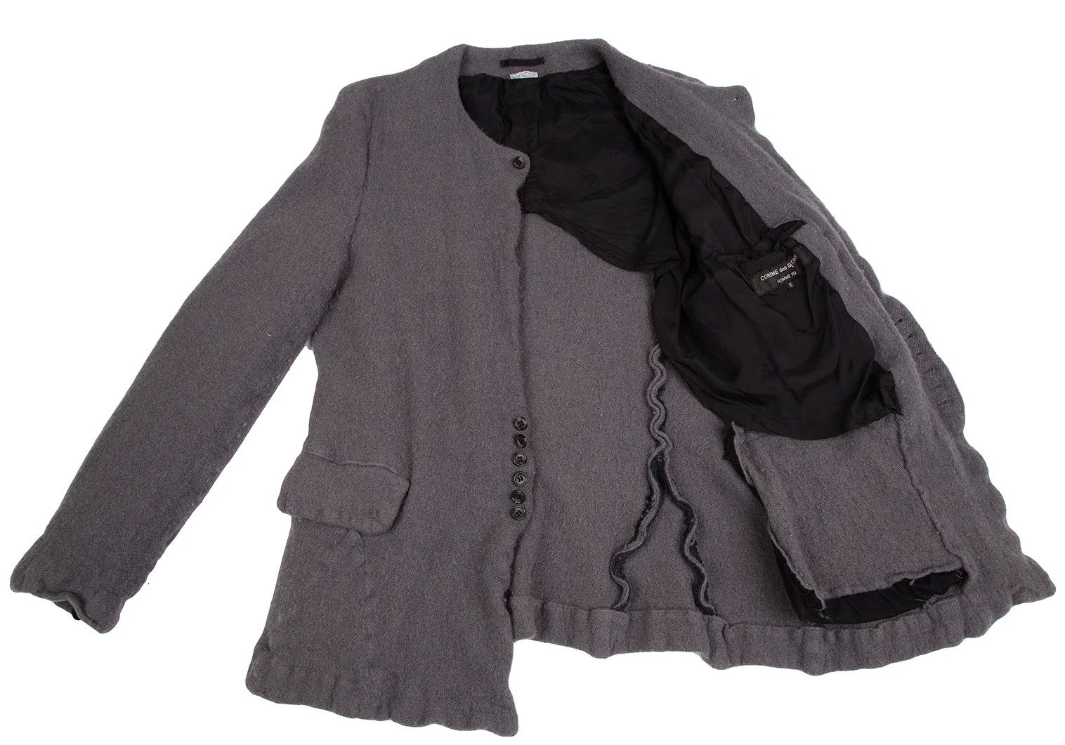 Comme des Garcons Homme Plus Wool Felted No-Collar Jacket in Gray Size M Size US M / EU 48-50 / 2 - 11 Thumbnail