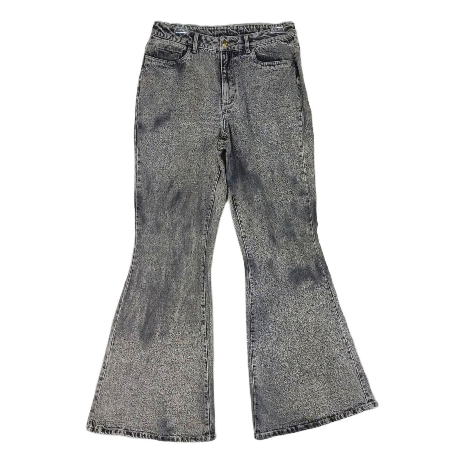 Other VENUS Women's 10 Black Acid Wash Denim Wide Flare Leg Jeans Size 32" / US 10 / IT 46 - 1 Thumbnail