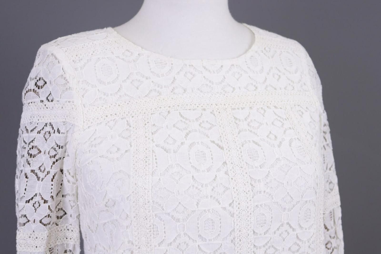 Designer Sezane x La Redoute White Mesh Floral Mini Dress Size 8 Size M / US 6-8 / IT 42-44 - 5 Thumbnail