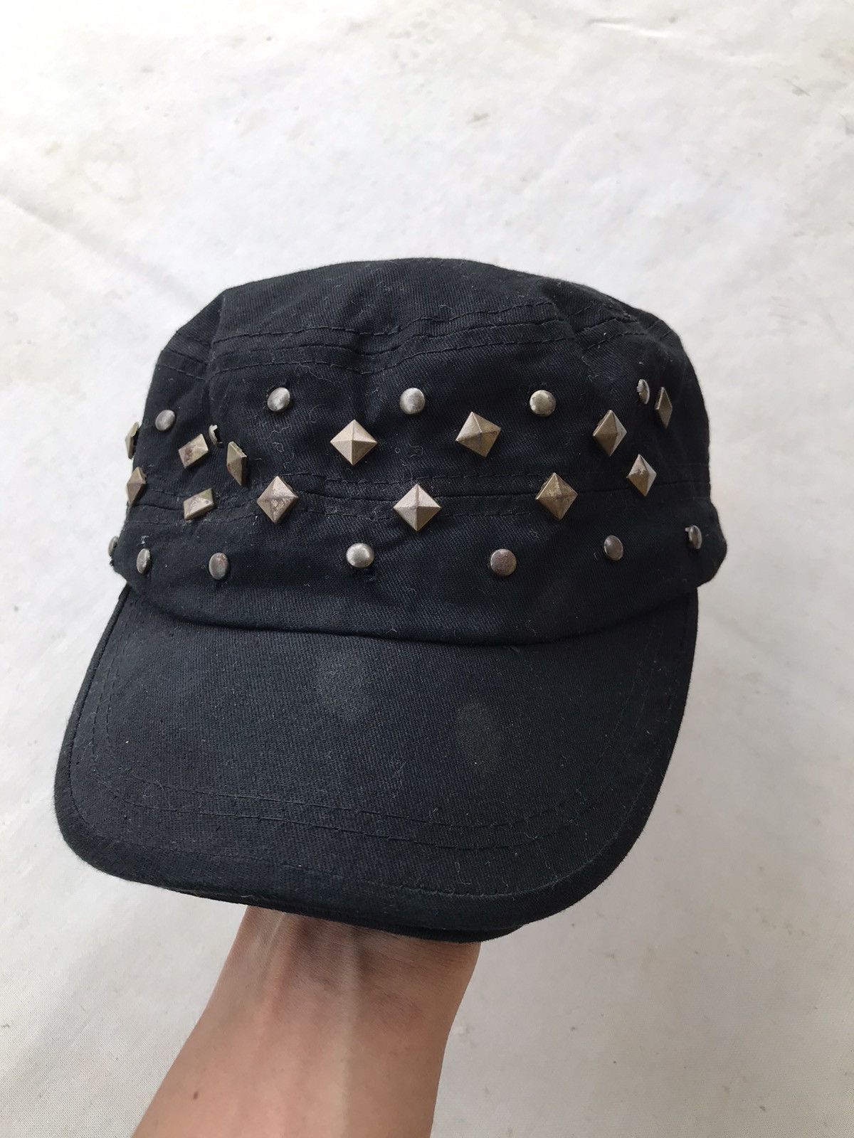 image of 14Th Addiction x Kmrii Y2K Gothic Studded Hat Comando in Black, Men's