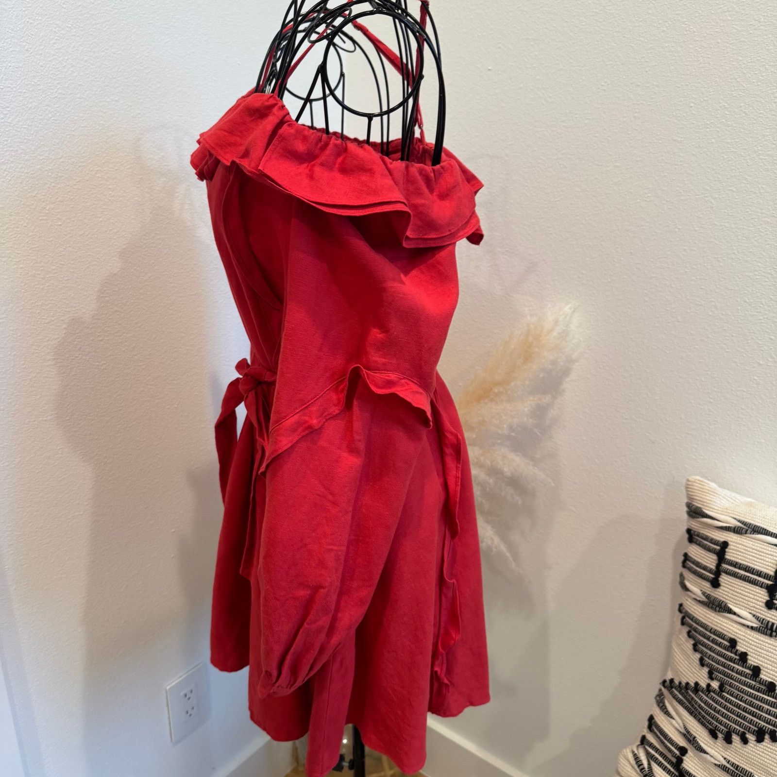 REVOLVE Marissa Webb Red Ruffle Off The Shoulder Belted Mini Dress Size S / US 4 / IT 40 - 11 Thumbnail