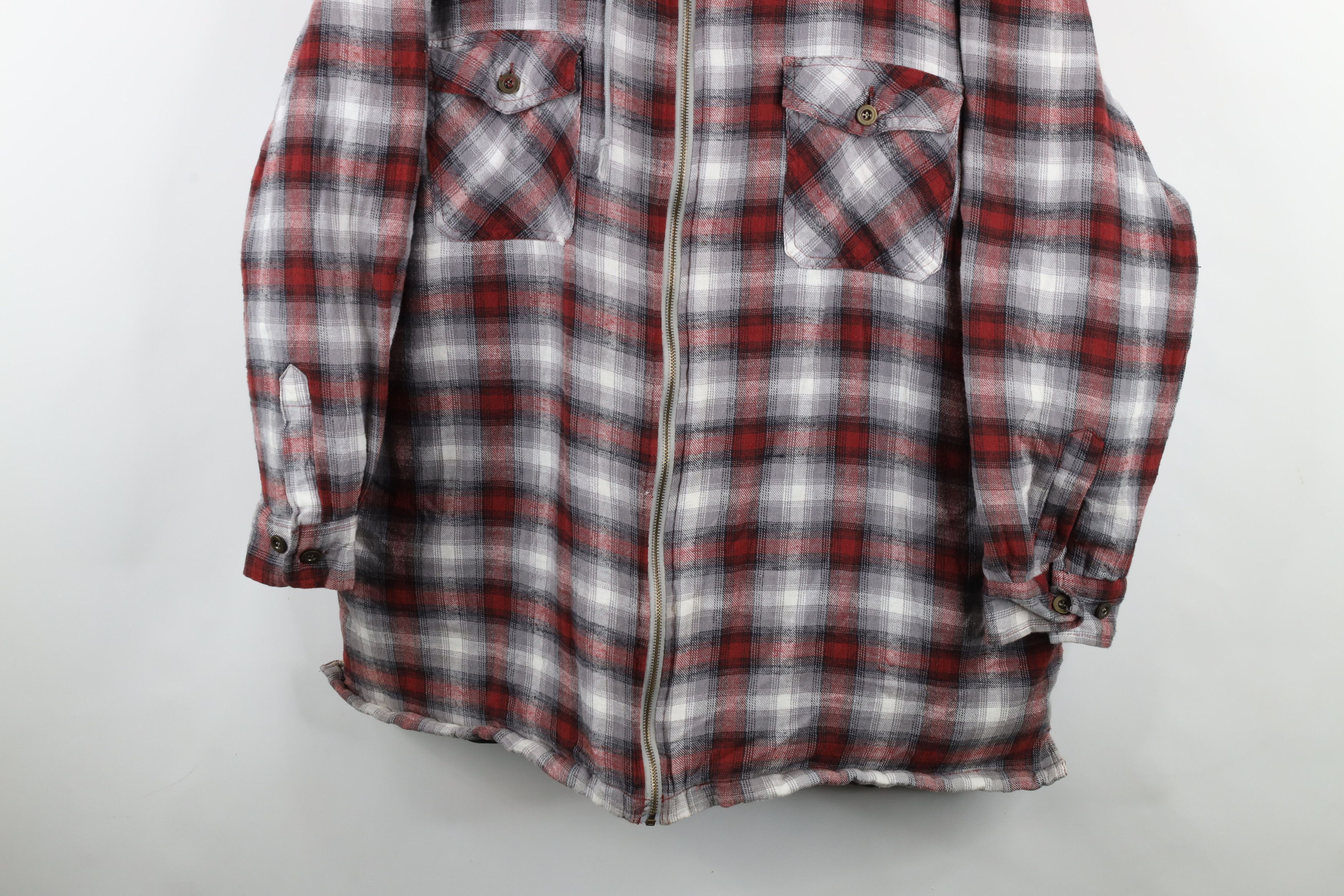 Vintage Vintage 90s Streetwear Flannel Hooded Full Zip Shirt Jacket Size US XXL / EU 58 / 5 - 3 Thumbnail
