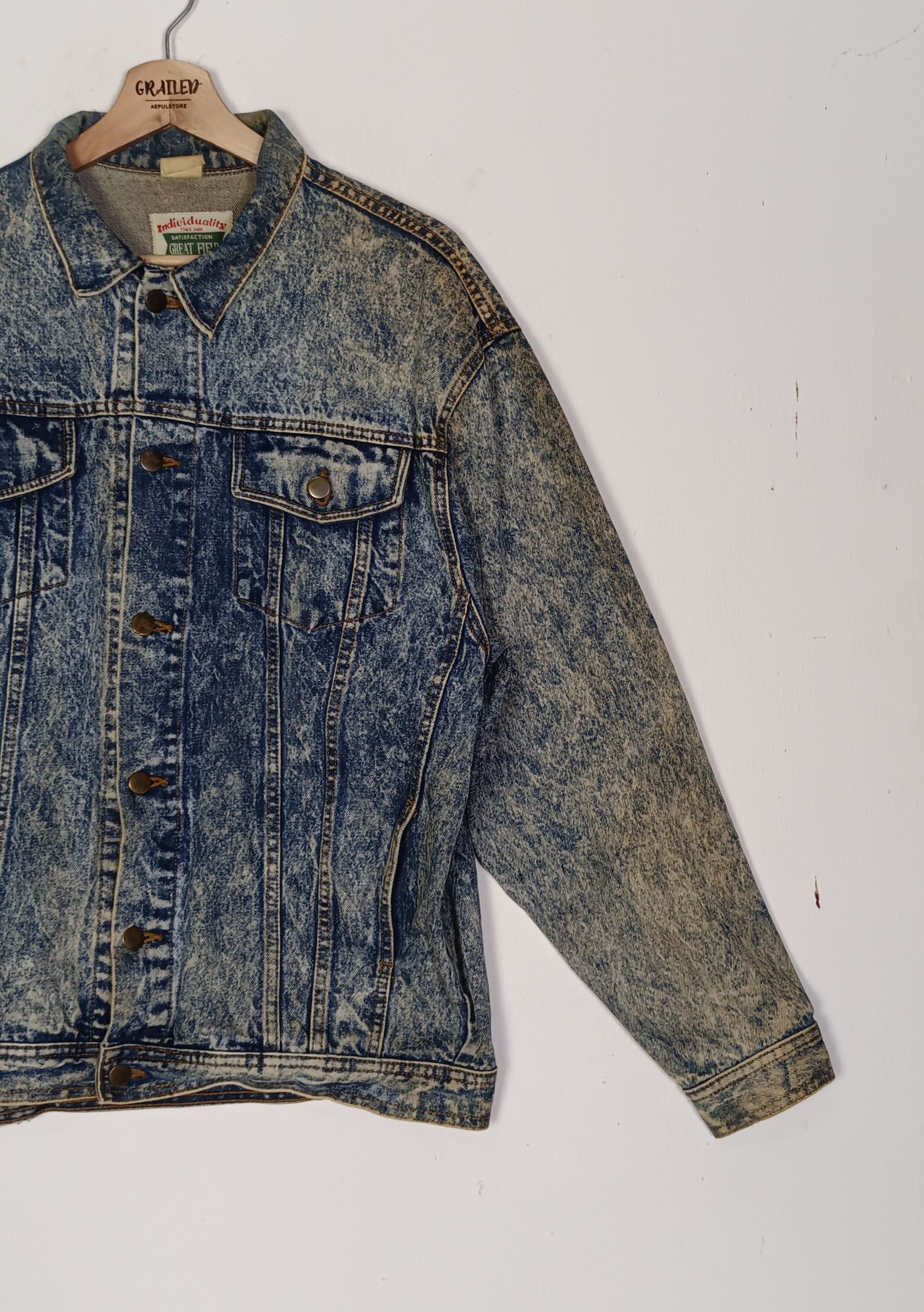 Japanese Brand × Vintage Vintage 💥Individuality Acid Wash Denim Jacket Size US XXL / EU 58 / 5 - 4 Thumbnail