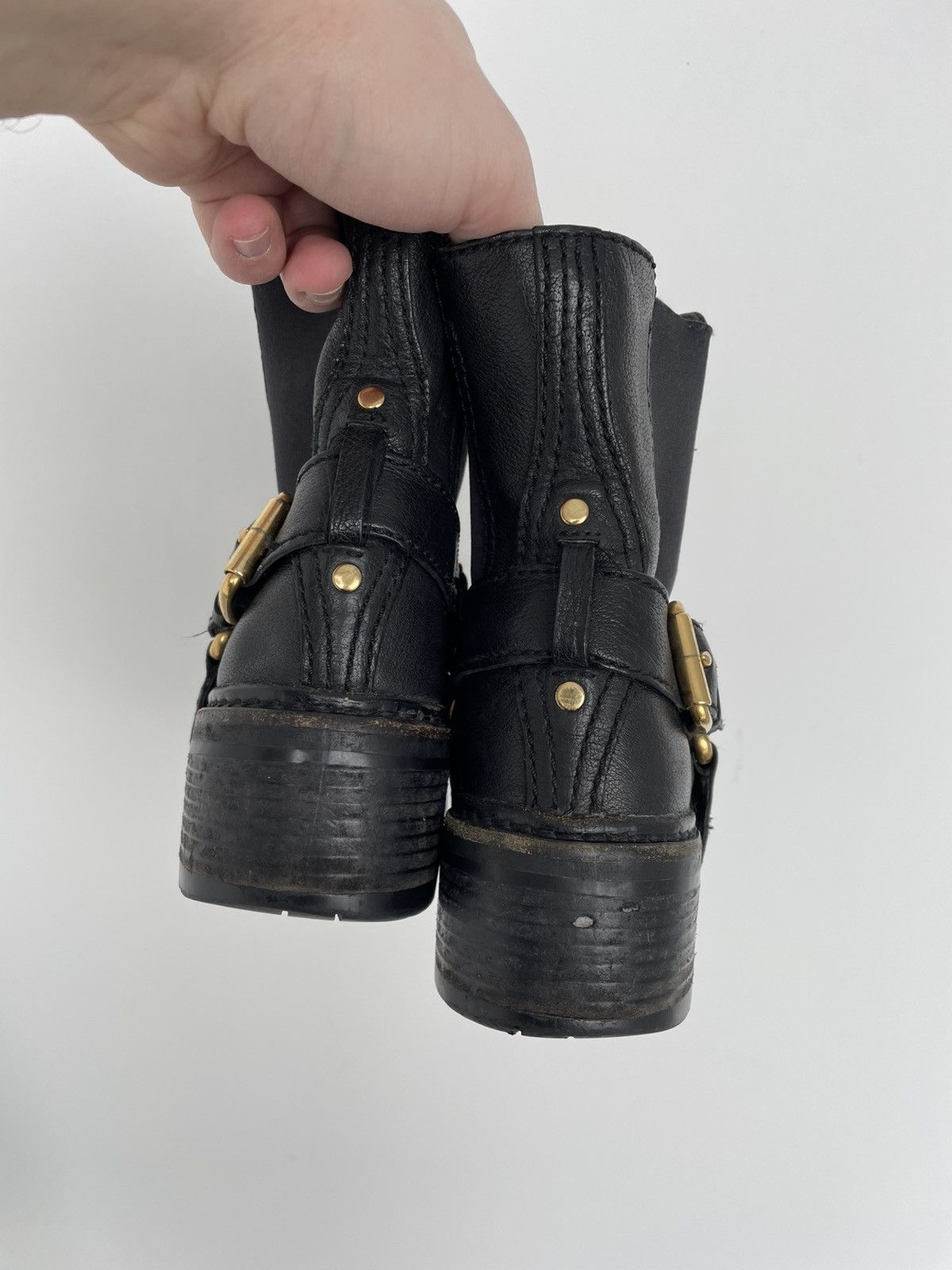 Prada × Vintage PRADA Biker Ankle Motorcycle Leather Boots Size EU 38,5 Size US 8.5 / IT 38.5 - 5 Thumbnail