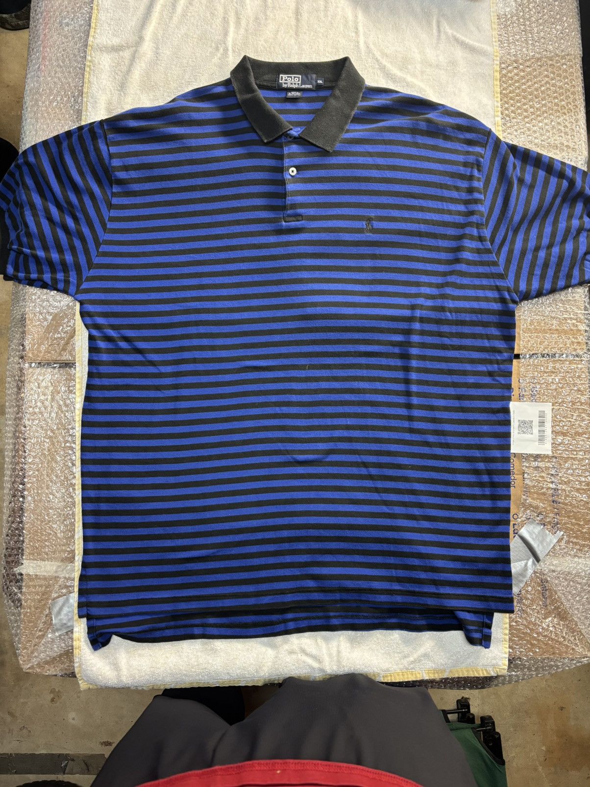 Polo Ralph Lauren Polo Ralph Lauren Blue/Black Striped Polo Size US XXL / EU 58 / 5 - 1 Thumbnail