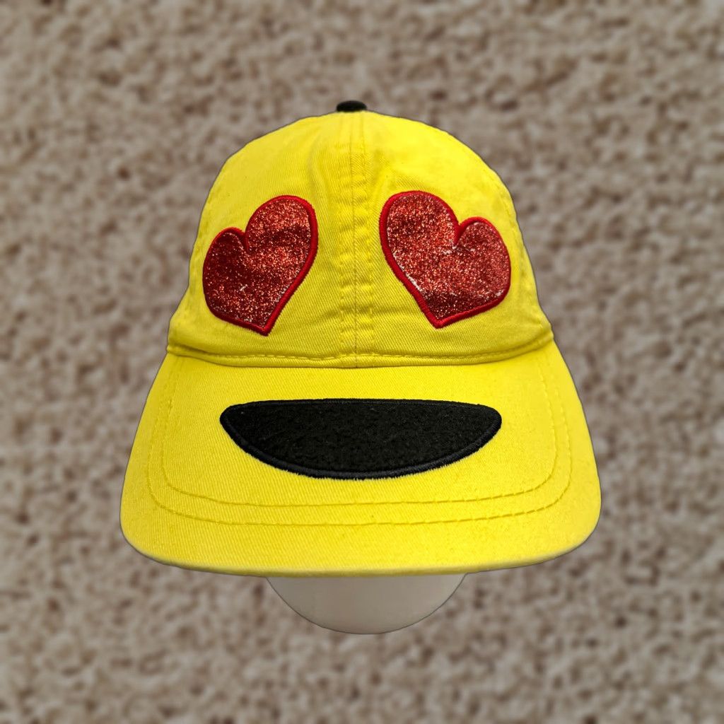 Vintage Heart Eyes Emoji Snapback Hat Cap Adult One Size Yellow Sparkly Glitter Cotton Baseball Cap Unisex Size ONE SIZE - 1 Thumbnail