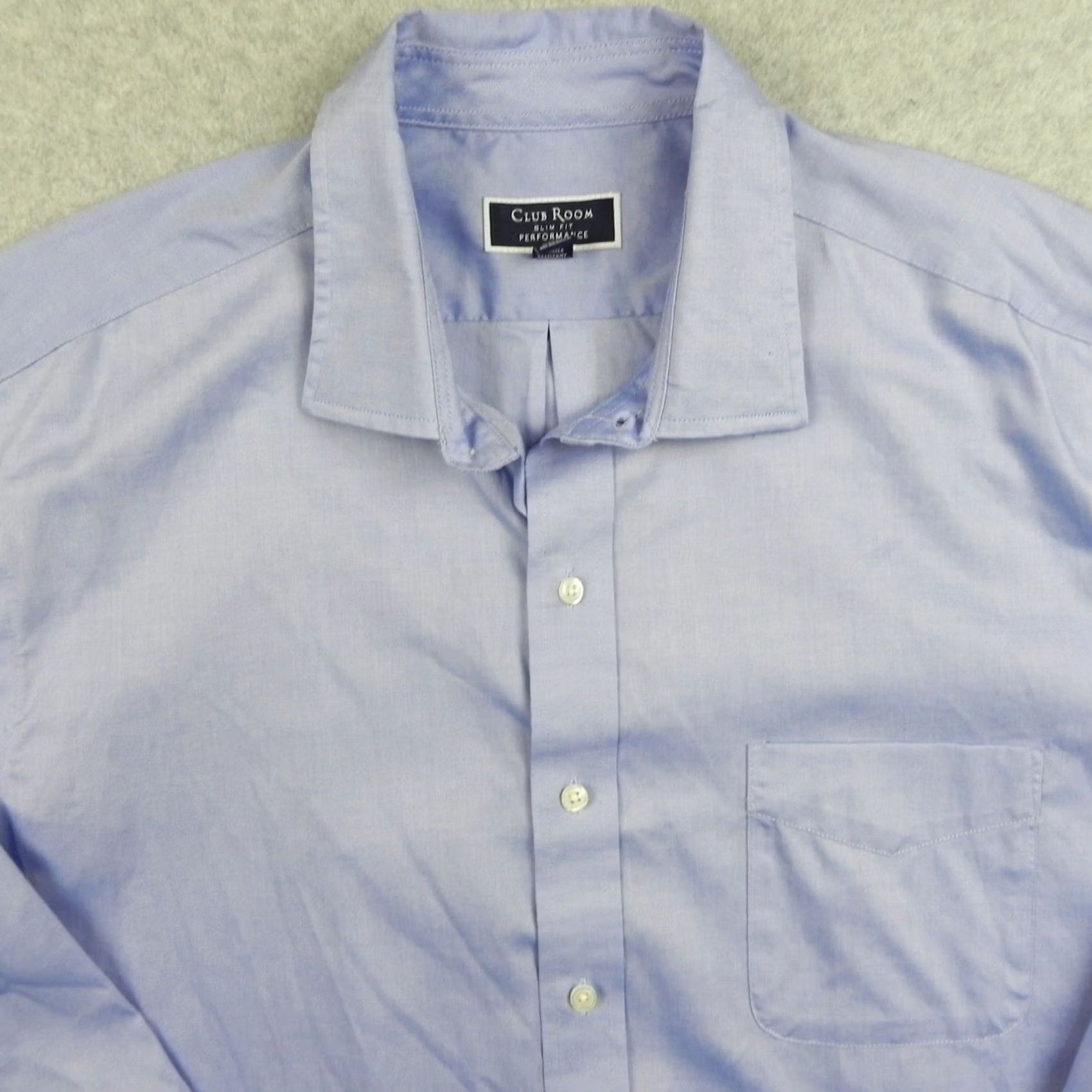 Club Room Club Room Shirt Mens 18 34/35 Slim Fit Performance Button Up Blue Long Sleeve Size US XXL / EU 58 / 5 - 2 Thumbnail