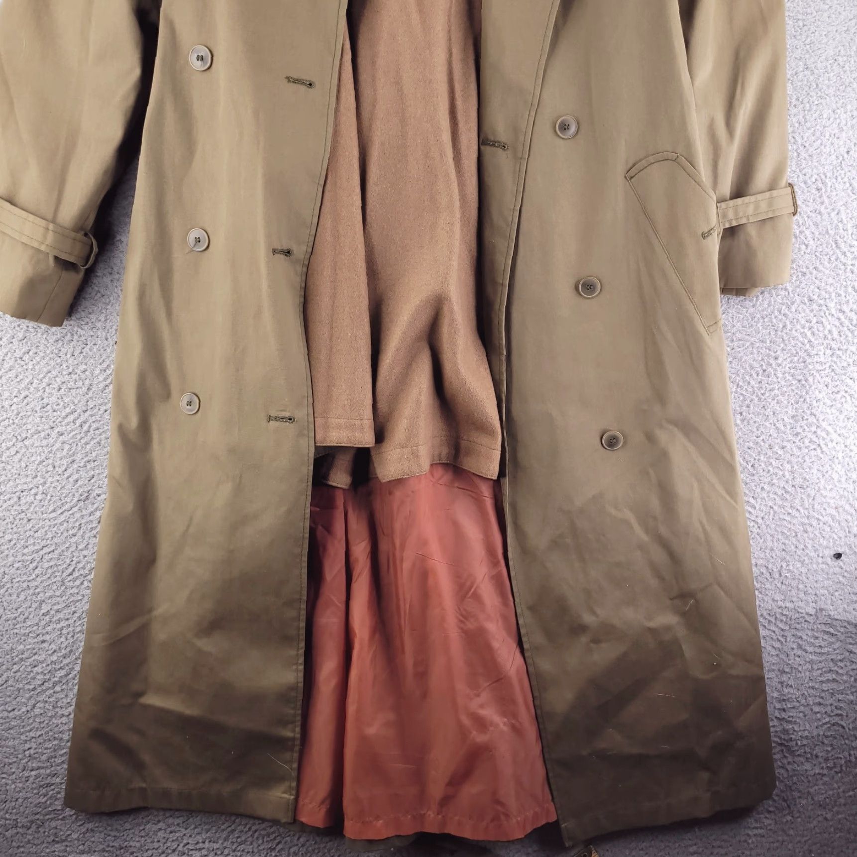 Vintage VINTAGE John Weitz Trench Overcoat Coat Long Women Brown Cotton Wool Lined Removable Lining Size 10 Size L / US 10 / IT 46 - 4 Thumbnail