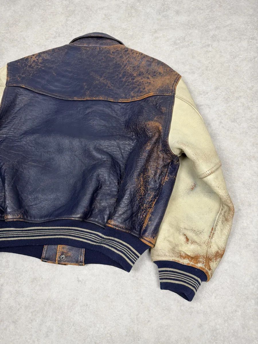 Avirex 1990s Avirex Brown & White Leather Pilot Varsity Bomber Jacket Size US M / EU 48-50 / 2 - 11 Thumbnail