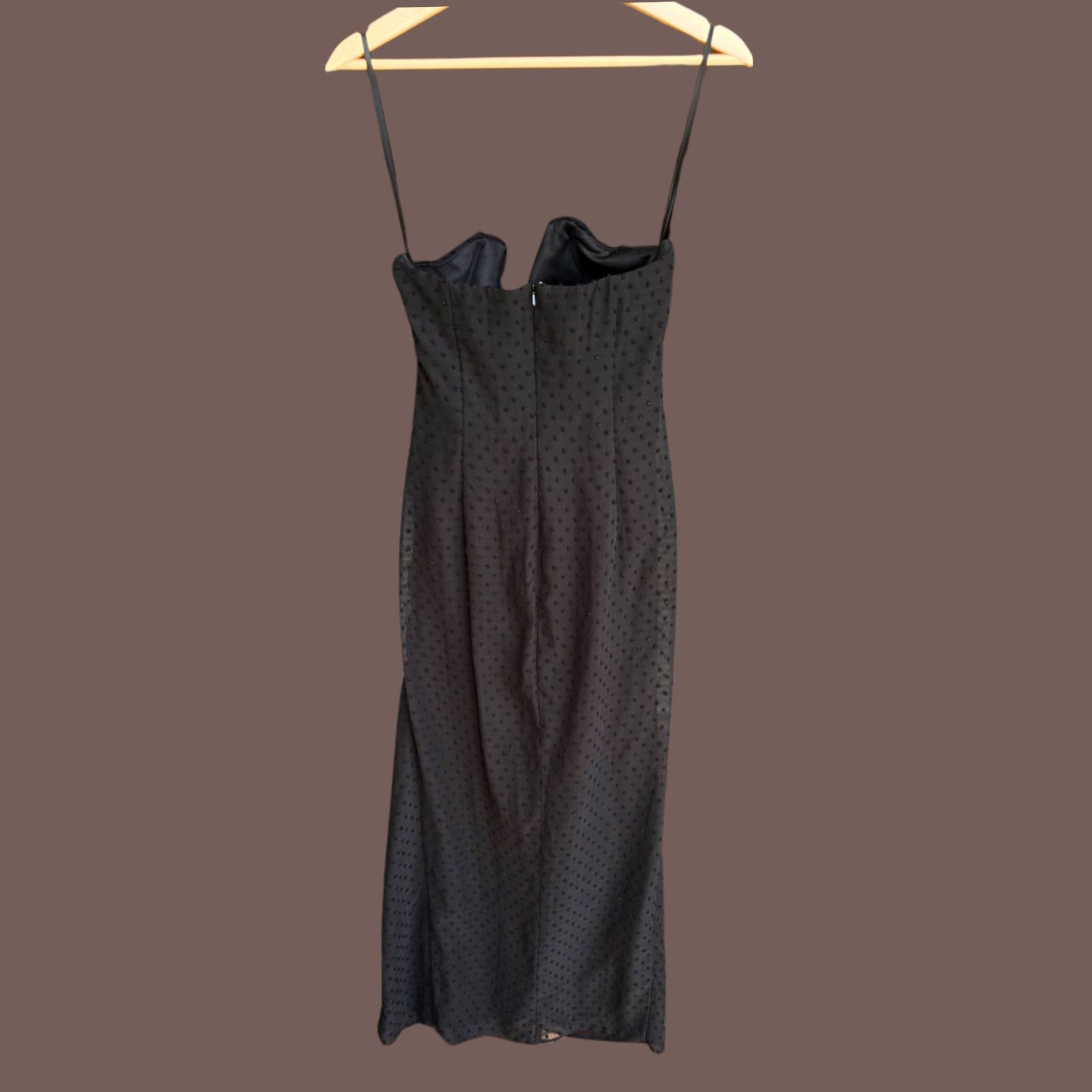 Vintage VTG Black Gown | Katie May Draped Mesh Slit | 2000s Glam Size M / US 6-8 / IT 42-44 - 3 Thumbnail