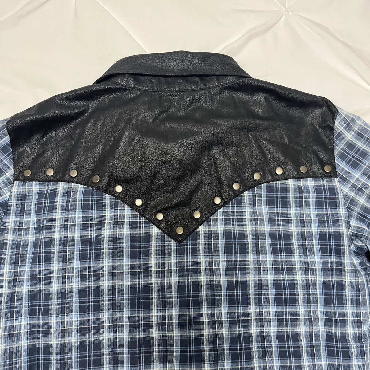 If Six Was Nine × Le Grande Bleu (L.G.B.) × Tornado Mart Pearl Snap Glad News Button Up Cracked Leather/Flannel Size US XS / EU 42 / 0 - 7 Thumbnail