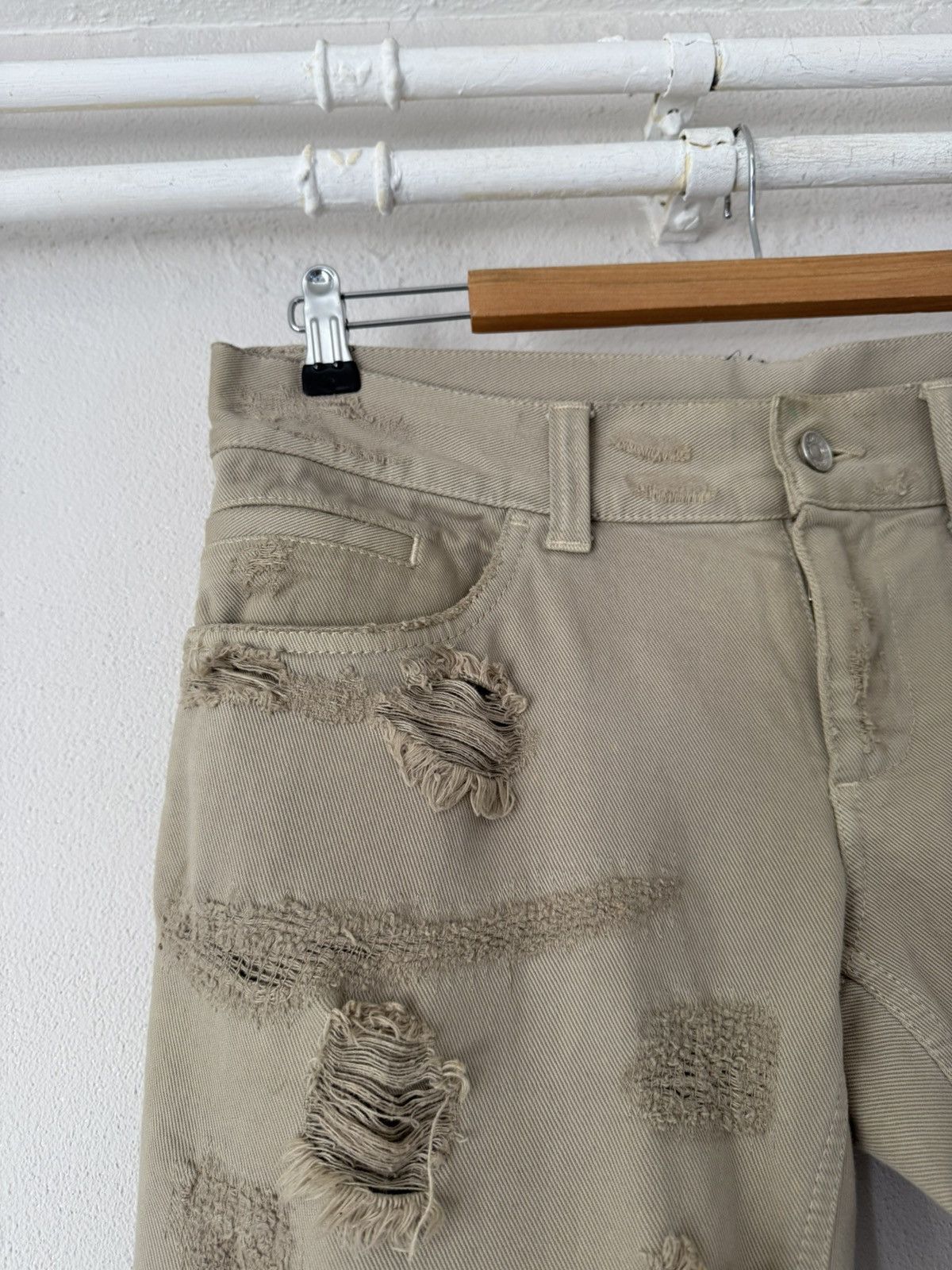 Dolce & Gabbana Destroyed Beige Denim with Frayed Hem Size US 32 / EU 48 - 10 Thumbnail