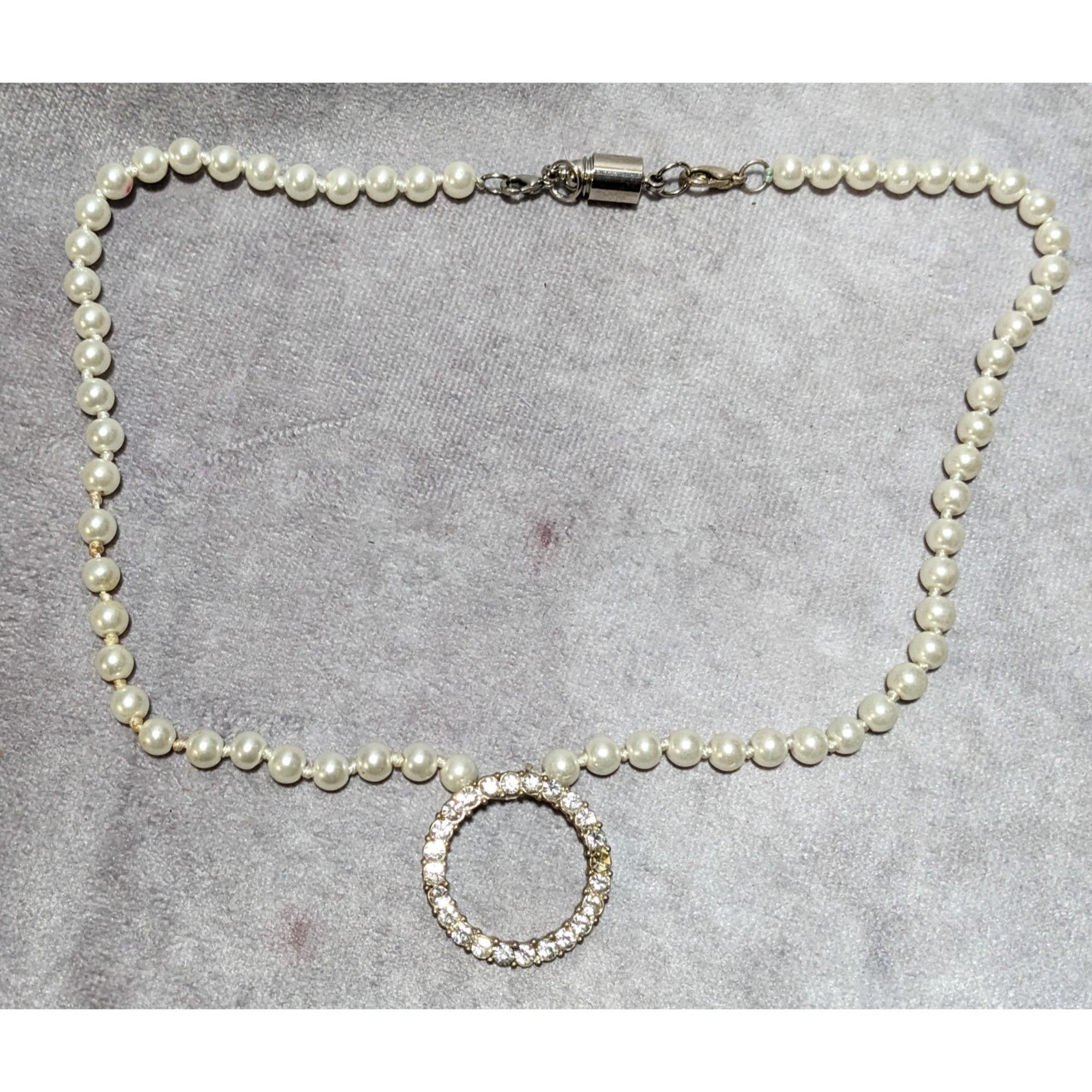 Other Elegant Glam Pearl Rhinestone Open Pendant Necklace Size ONE SIZE - 9 Thumbnail