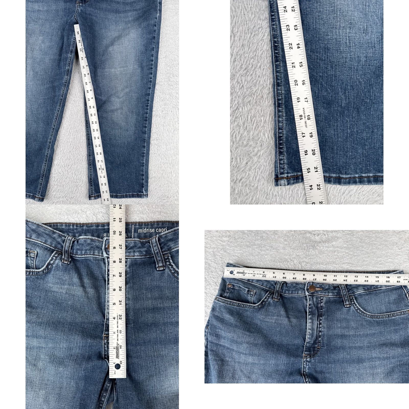 Lee Lee Jeans Women Capri 16 Blue Denim Medium Wash Cotton Blend Zip Fly 36x22 Size 38" / US 16 / IT 52 - 8 Thumbnail