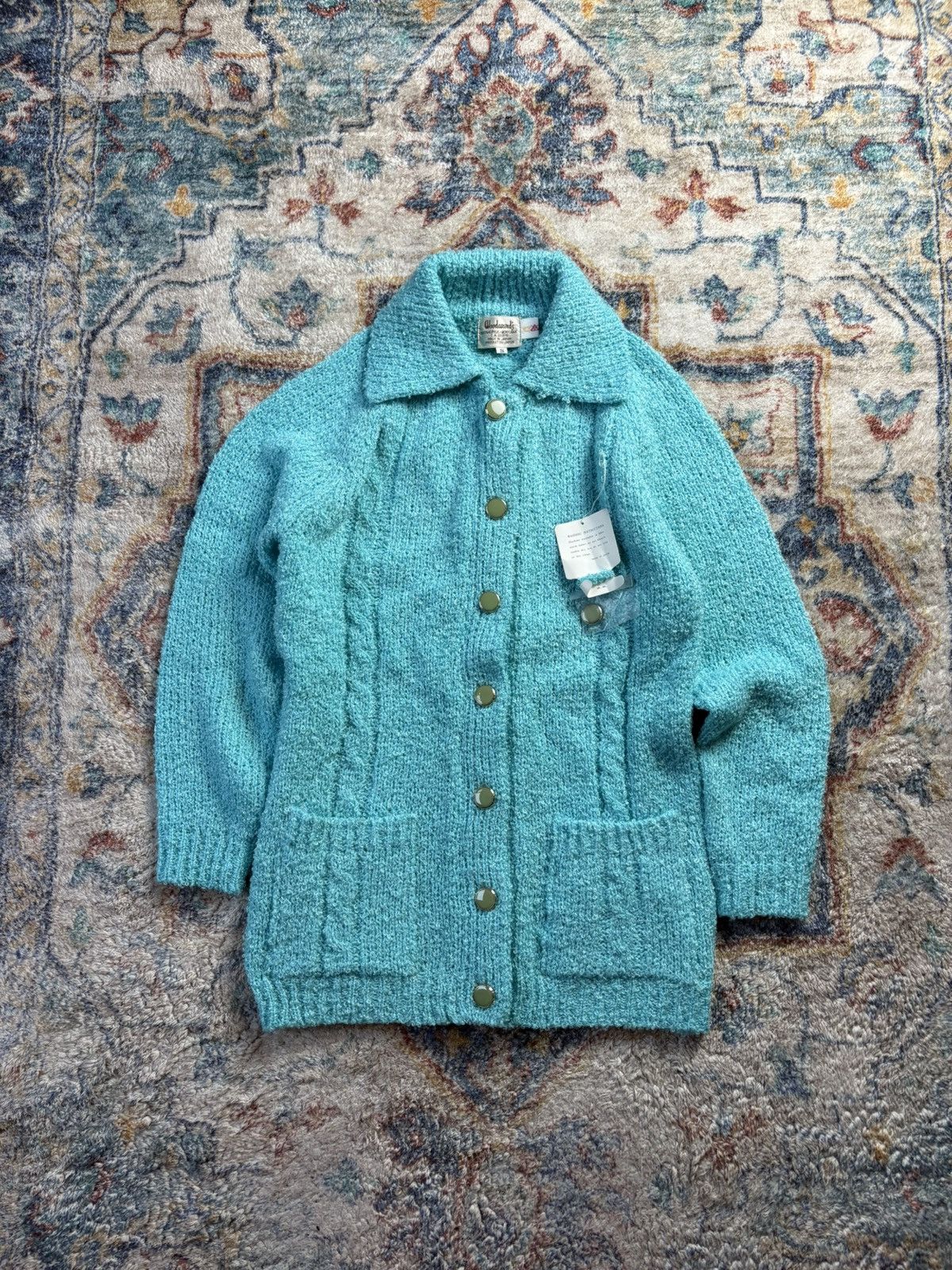 Vintage Vintage NWT Woodward’s Blue Ribbed Cardigan Sweater Small Size S / US 4 / IT 40 - 1 Thumbnail