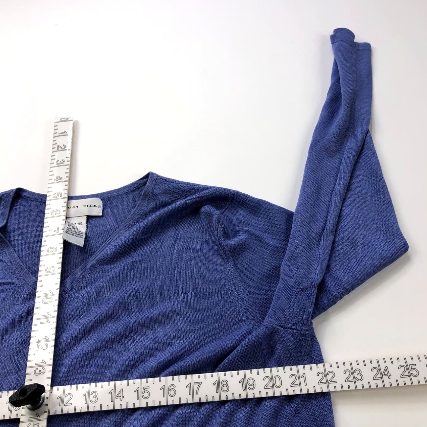 Vintage August Silk Plus 1X Silk V-Neck Pullover Sweater Blue Purple Womens 1X Pullover Knit Crew Neck Casual Party/Cocktail Size XL / US 12-14 / IT 48-50 - 5 Thumbnail