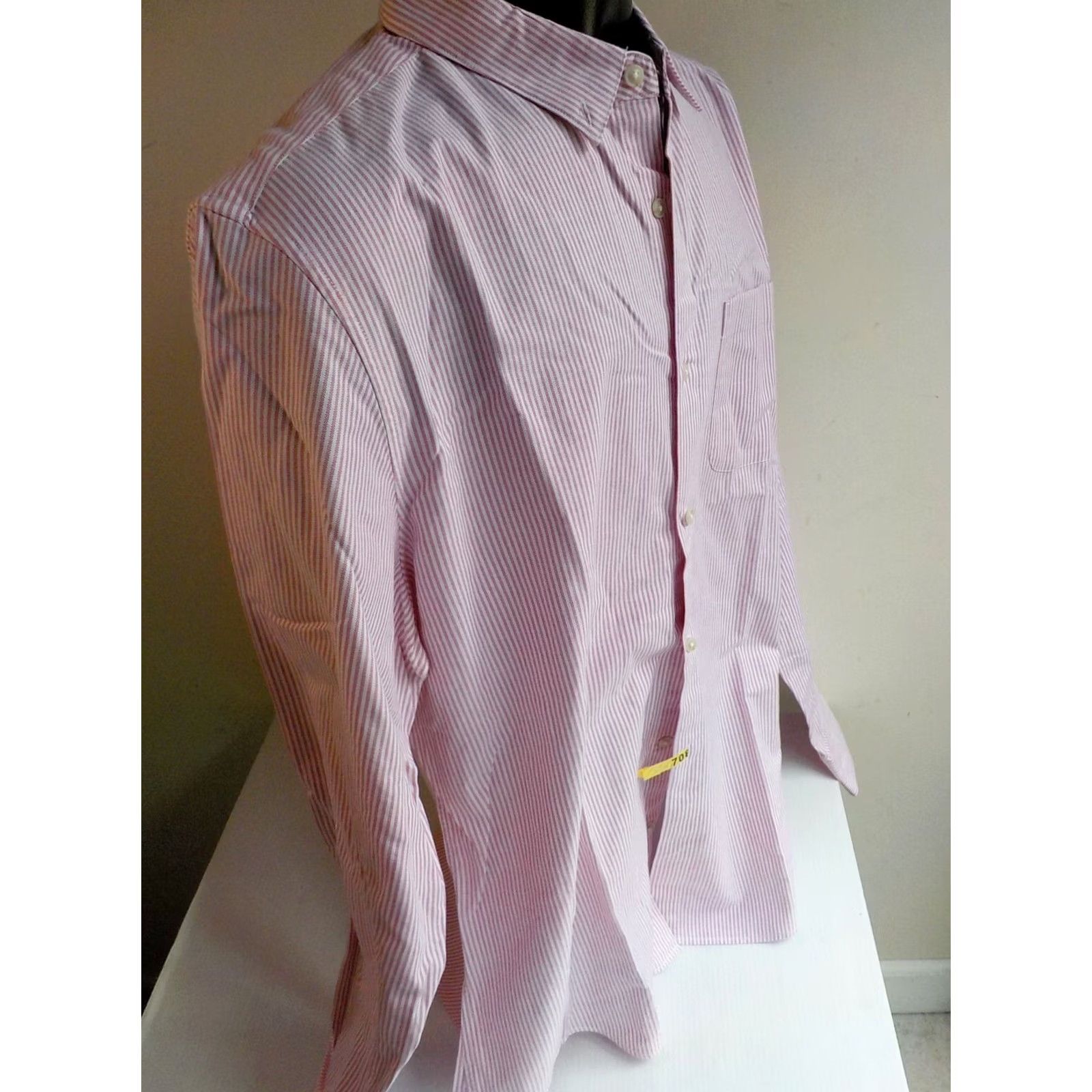 Banana Republic Banana Republic Grant Fit LS Button Down Cotton Stretch Oxford Shirt XL Red/White Stripe Mens Shirt Regular Size US XL / EU 56 / 4 - 3 Thumbnail