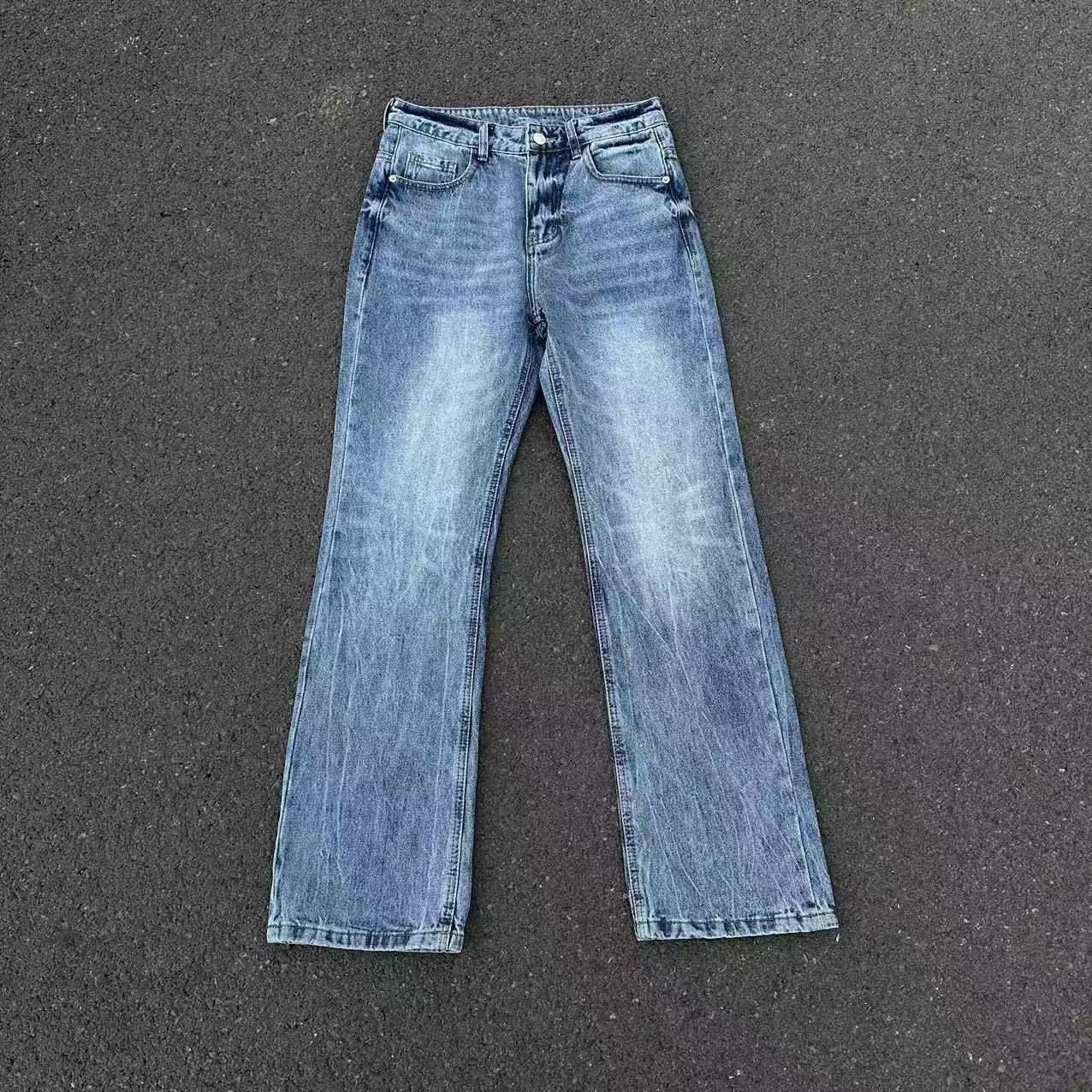 Japanese Brand × Jean Heavy duty washed straight leg micro flare jeans Size US 30 / EU 46 - 1 Thumbnail