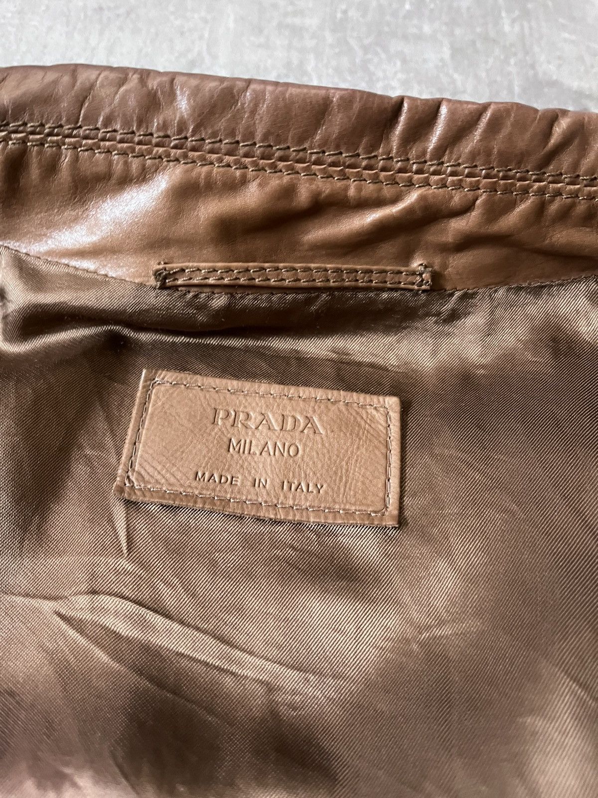 Prada Prada S/S 2006 brown soft lamb leather bomber jacket Size US L / EU 52-54 / 3 - 15 Thumbnail