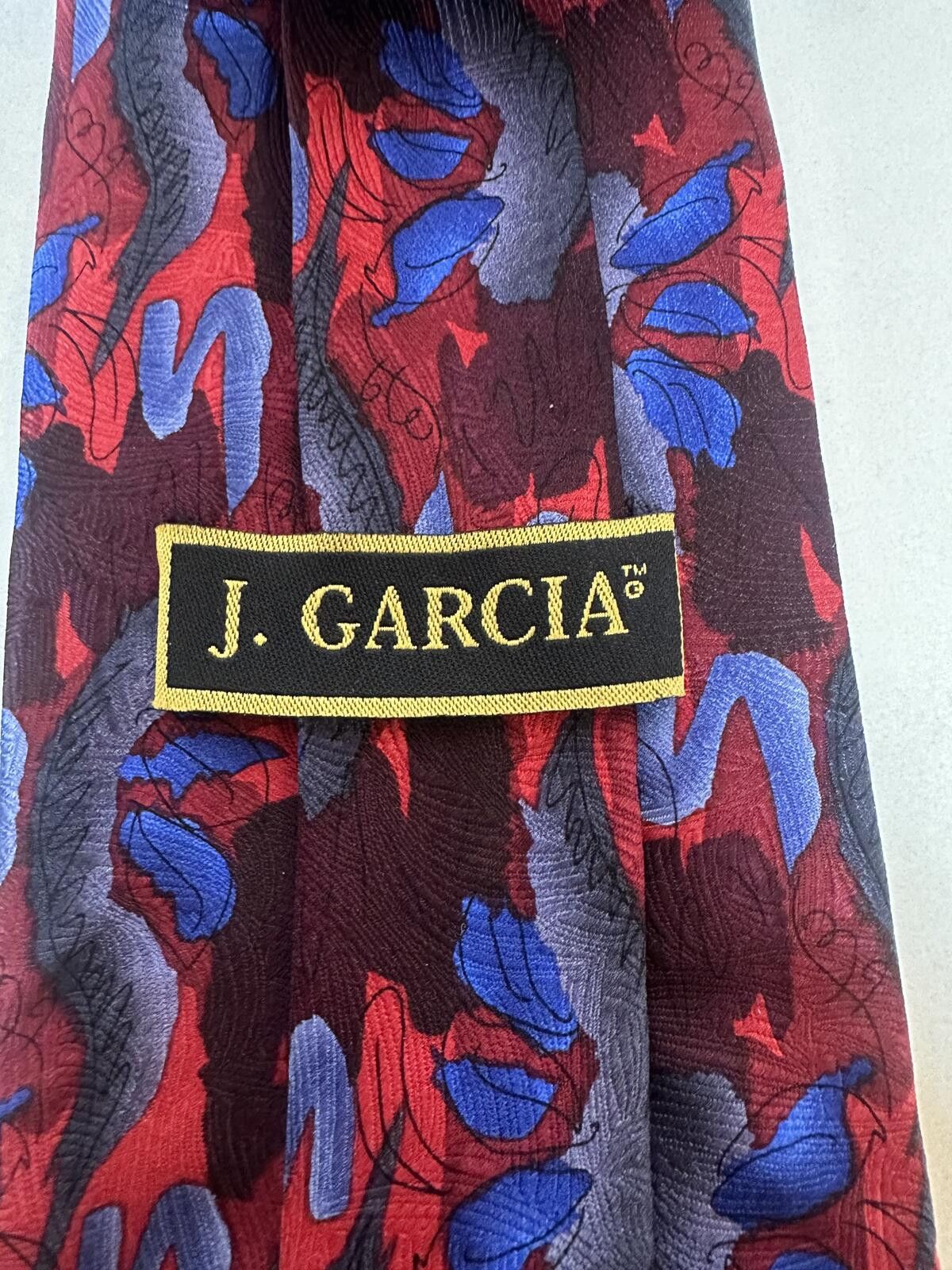 Other Vintage J. Garcia 100% silk tie red/blue/burgundy/grey bold Size ONE SIZE - 2 Thumbnail