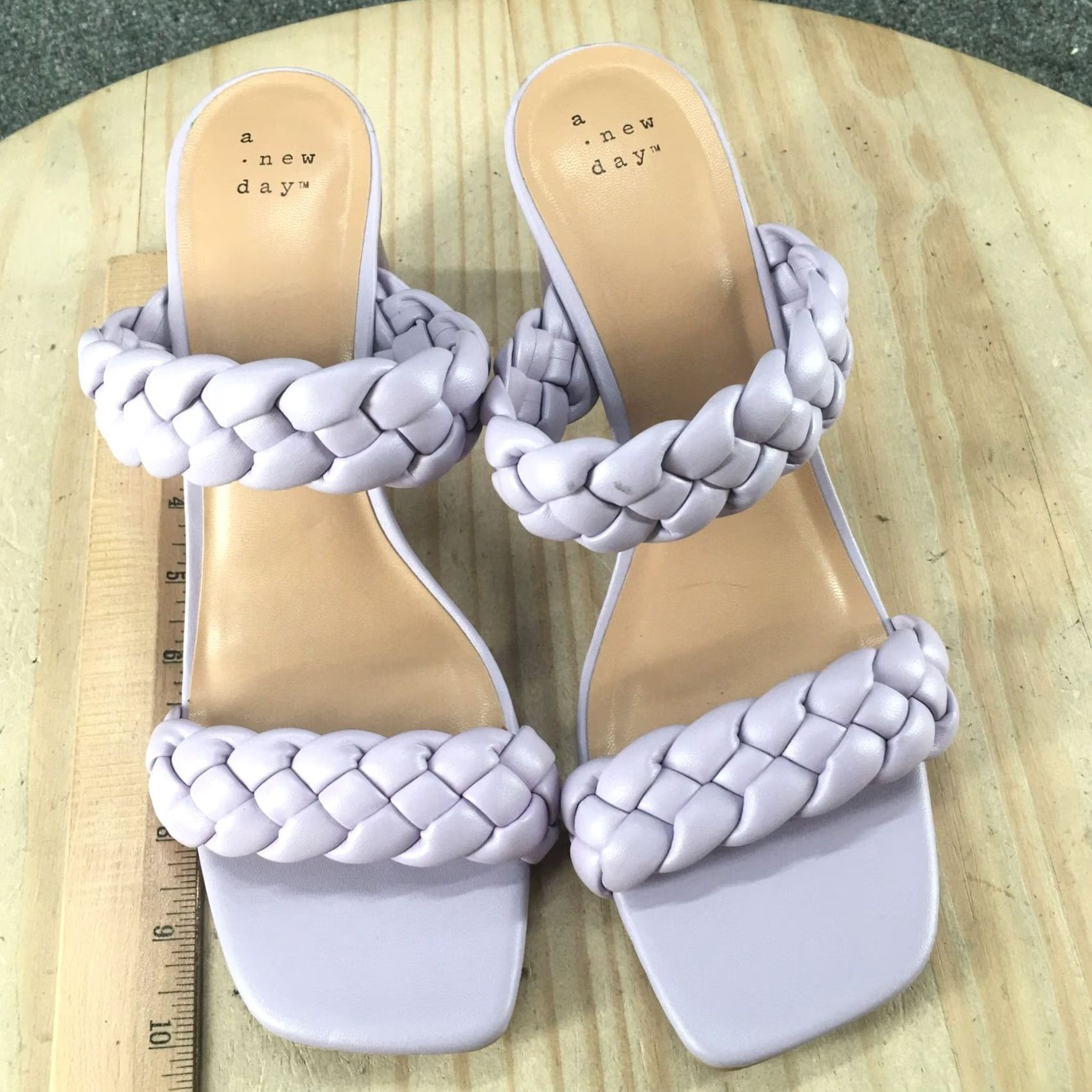 Vintage A New Day Sandals Womens Basil Slide Mules Purple Faux Leather Casual Heeled Size US 10 / IT 40 - 6 Thumbnail