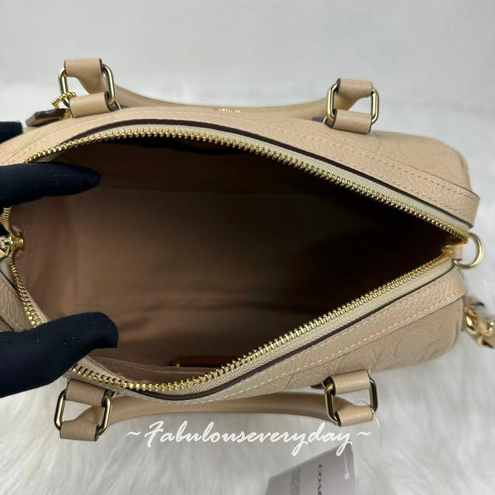Coach Coach Rowan Satchel Bag Crossbody Signature Leather/Gold/Oat Size ONE SIZE - 8 Thumbnail