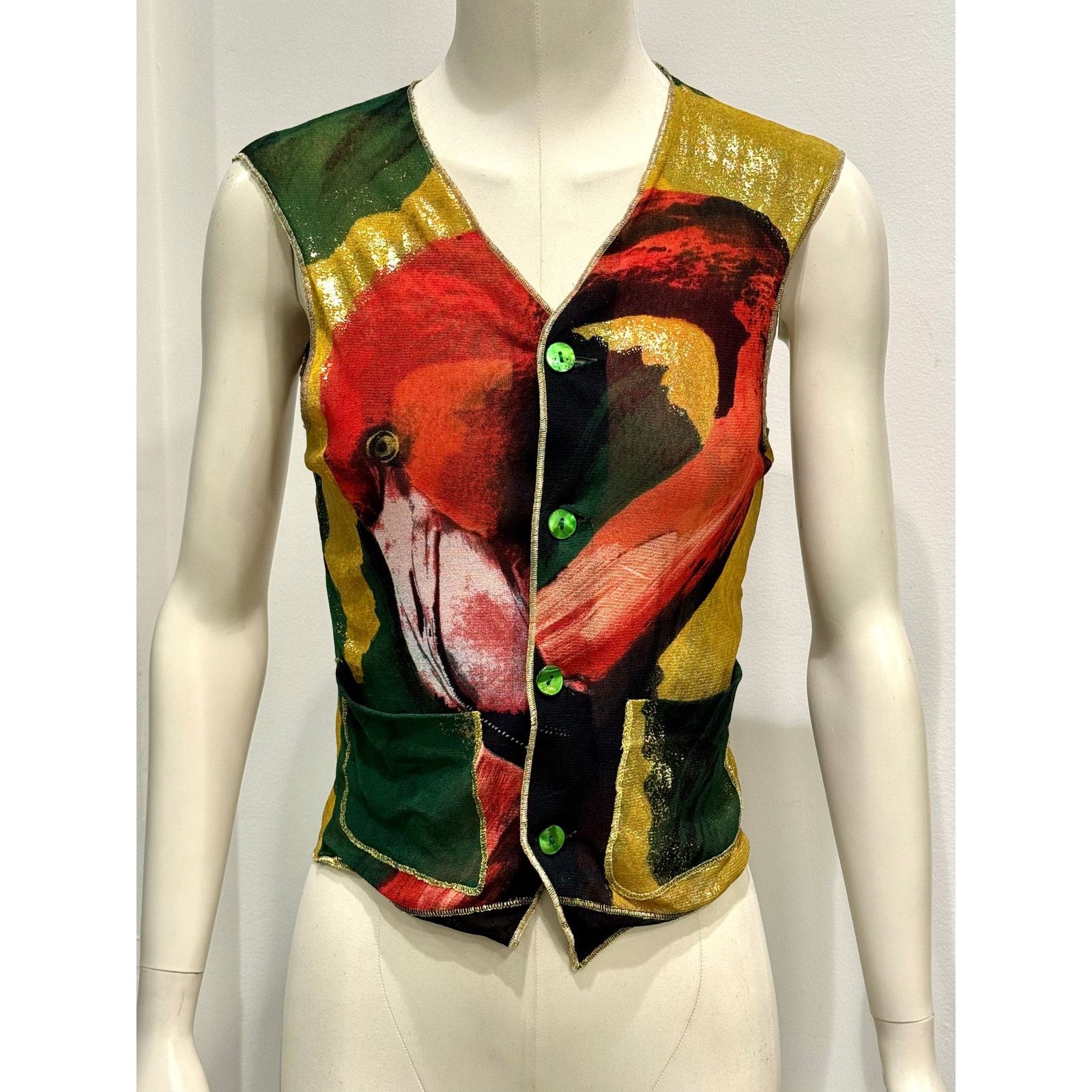 Jean Paul Gaultier S/S1996 Jean Paul Gaultier flamingo mesh vest Size S / US 4 / IT 40 - 1 Thumbnail