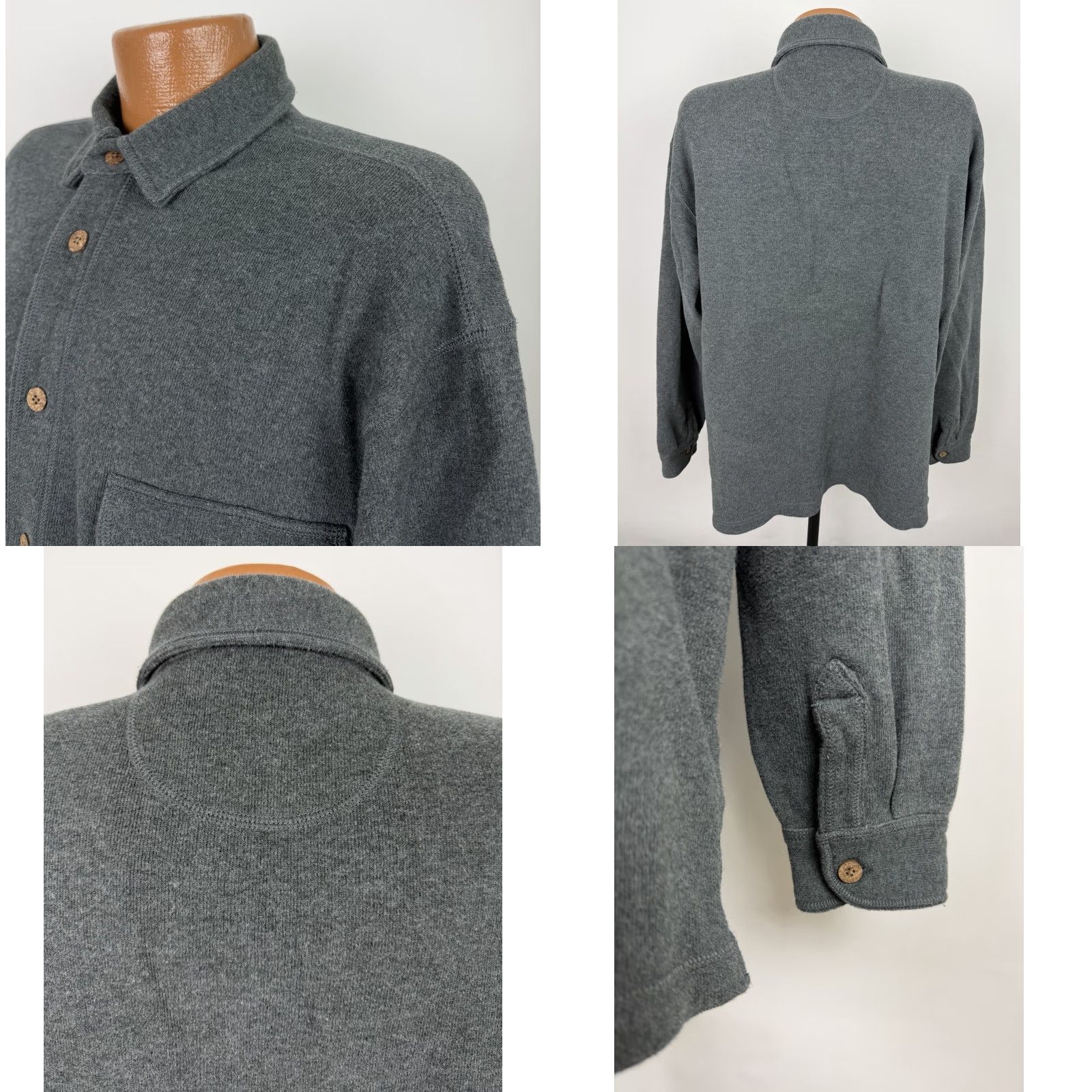 Tommy Bahama VINTAGE Tommy Bahama Shirt Jacket Mens Large Charcoal Gray Ribbed Cotton Knit Button Up Size US L / EU 52-54 / 3 - 8 Thumbnail