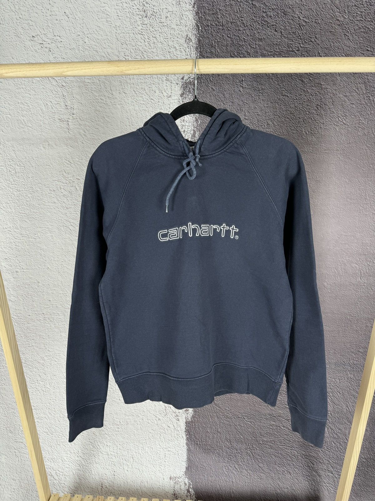 Carhartt × Vintage Carhartt vintage big embroidered logo blue hoodie Size L / US 10 / IT 46 - 1 Thumbnail