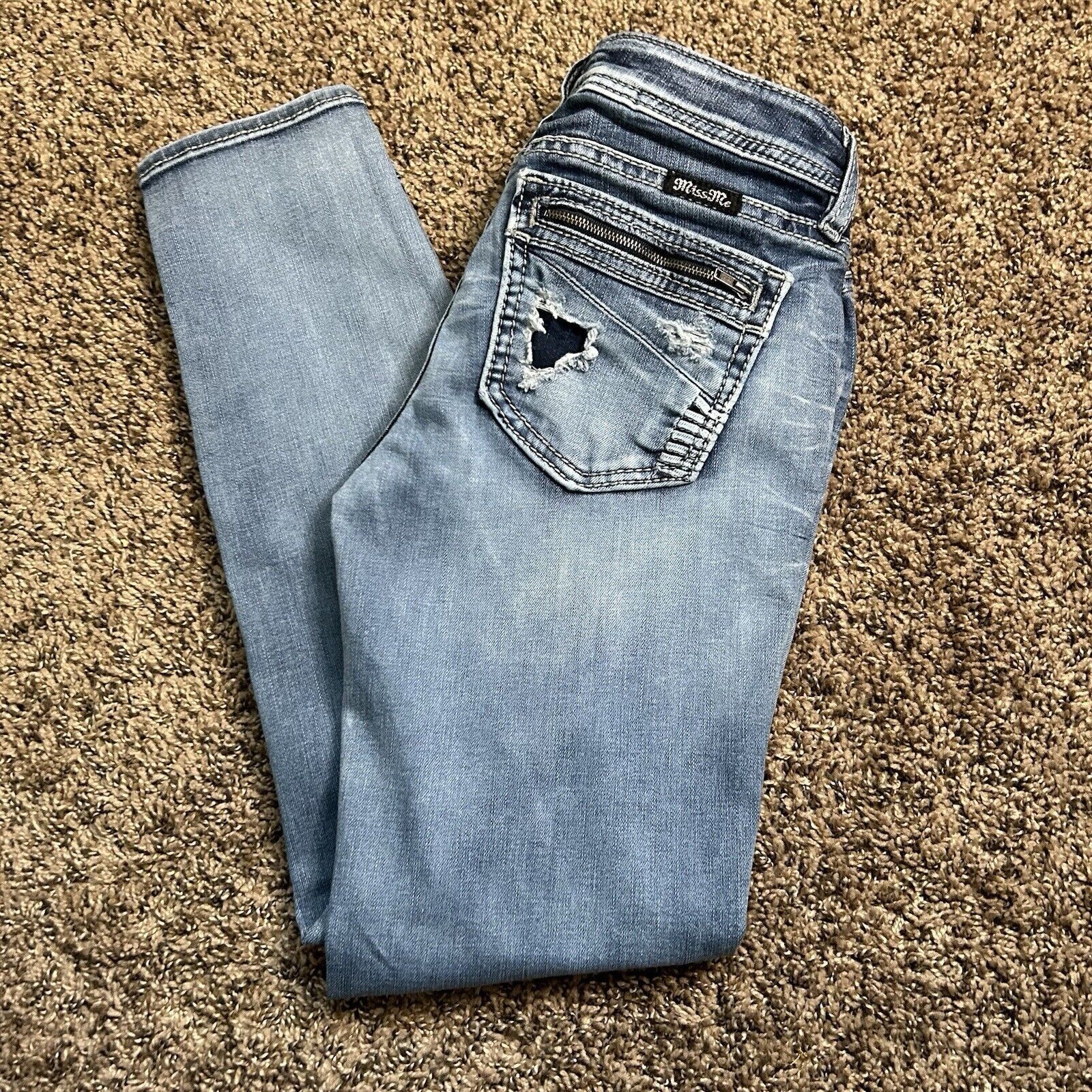 Miss Me Miss Me Ankle Skinny Low Rise Jeans Distressed Sz 27 Size 27" / US 4 / IT 40 - 12 Thumbnail
