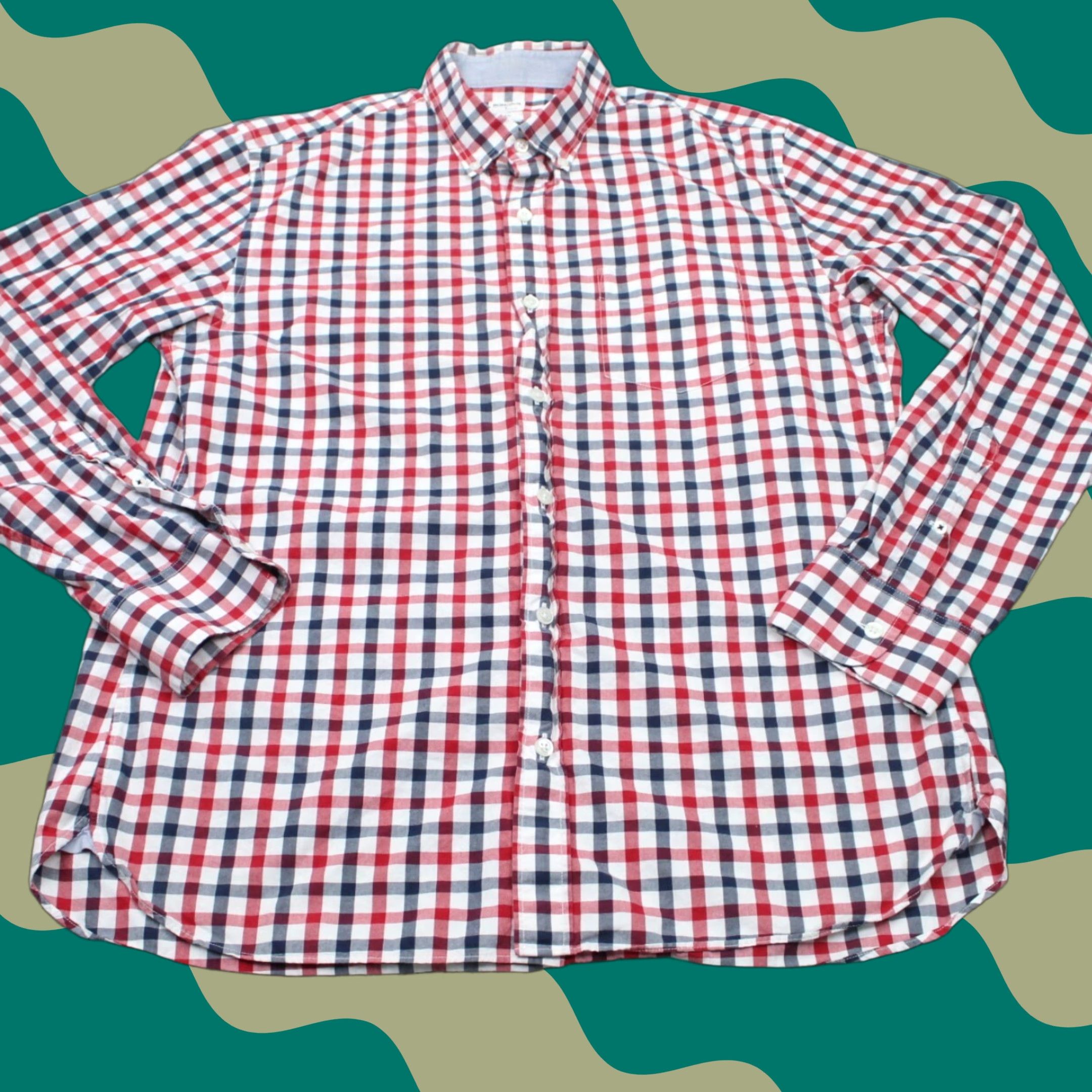 Bonobos Bonobos Shirt Mens Large Red/Blue/White Check Slim Fit Cotton L/S Button Down Size US L / EU 52-54 / 3 - 1 Thumbnail