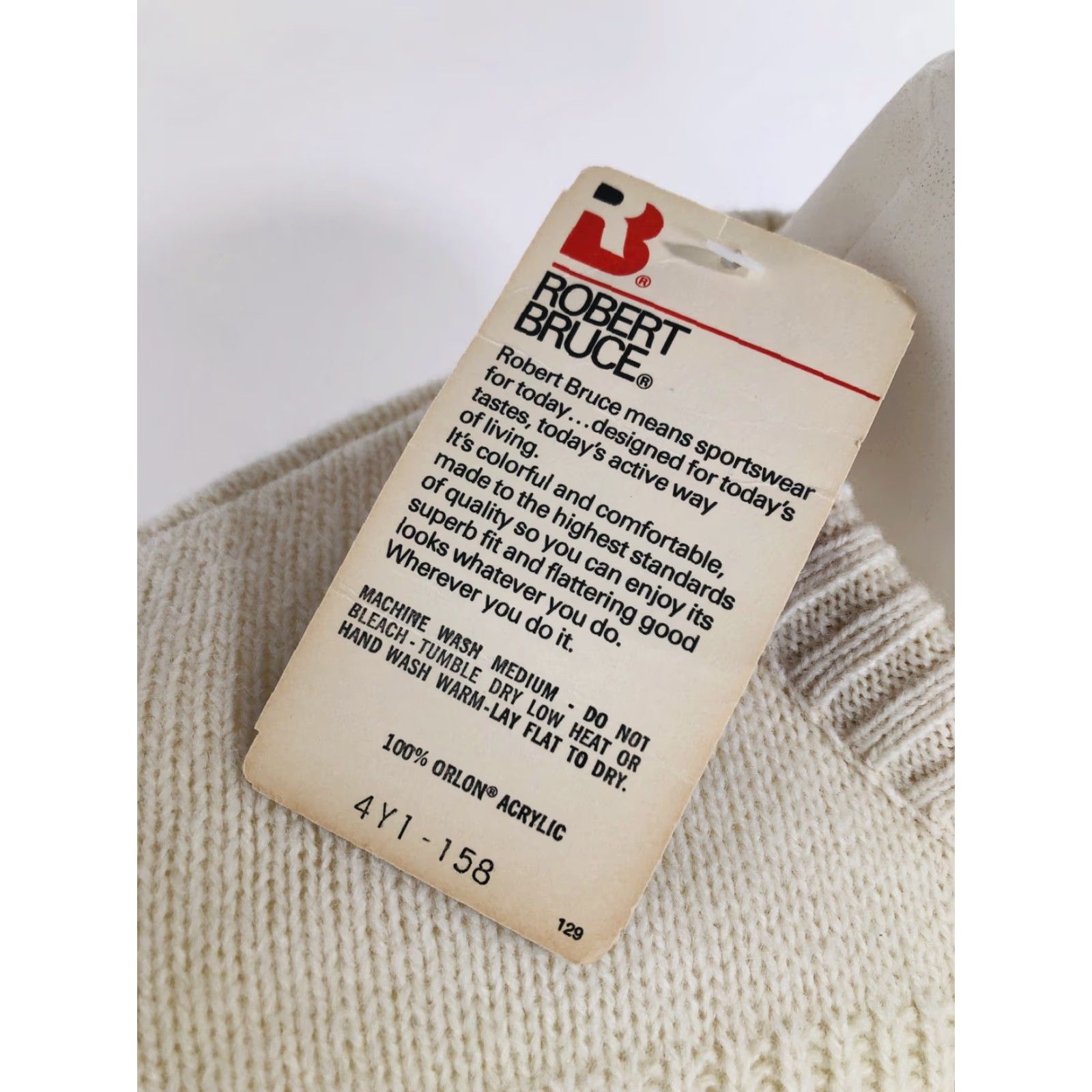 Vintage Robert Bruce Christmas Snowflake IVORY 2XLT Big & Tall Pullover Sweater Mens Smokefree Holiday Knit Wool Blend Size US XXL / EU 58 / 5 - 4 Thumbnail