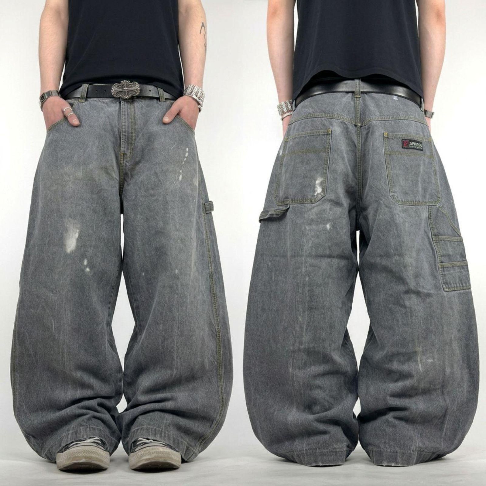 Vintage y2k faded grey carpenter archive baggy wide leg jean