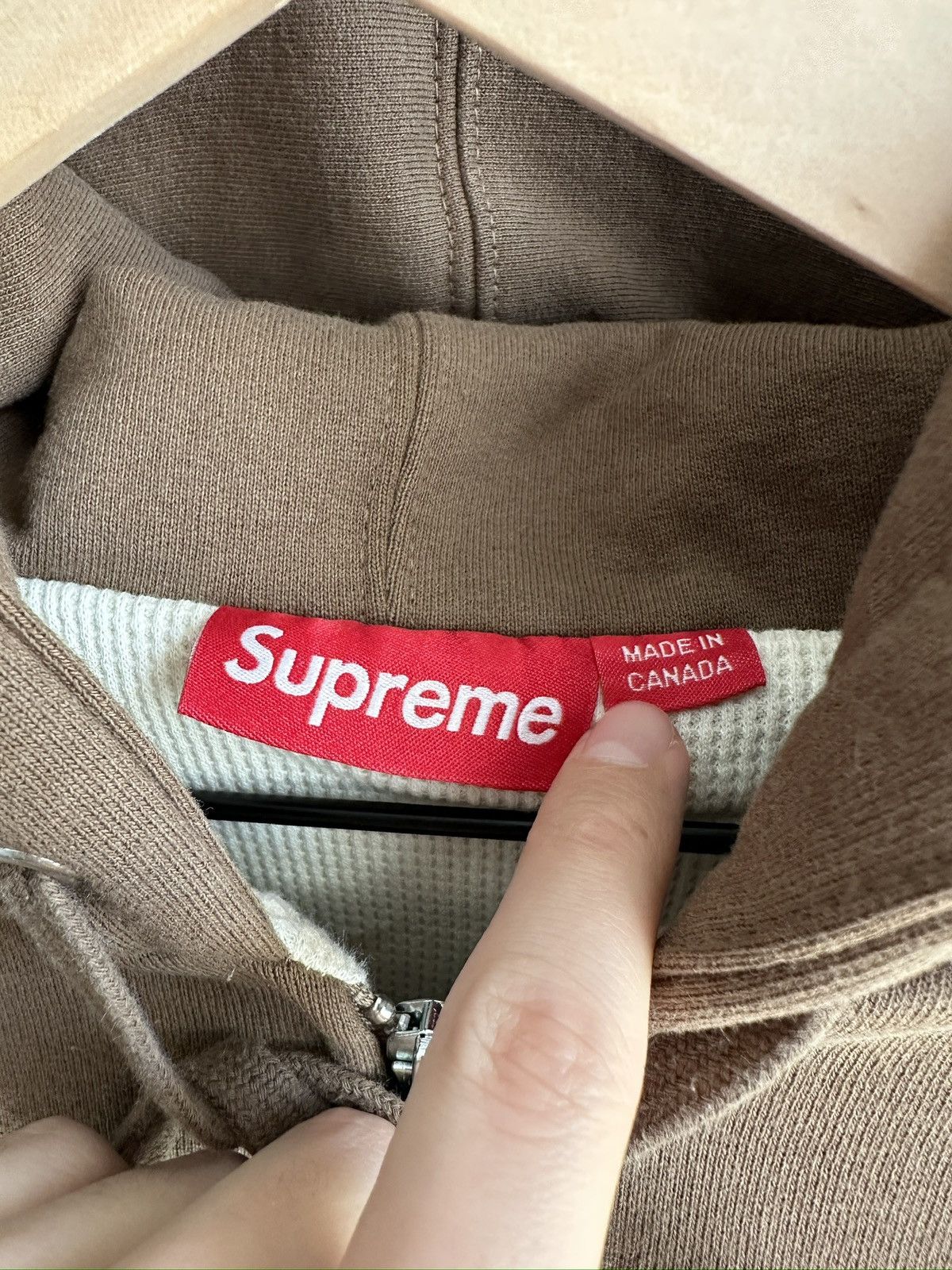 Supreme Thermal Line Arc Zip Up Hoodie Dusty Brown Size US M / EU 48-50 / 2 - 6 Thumbnail