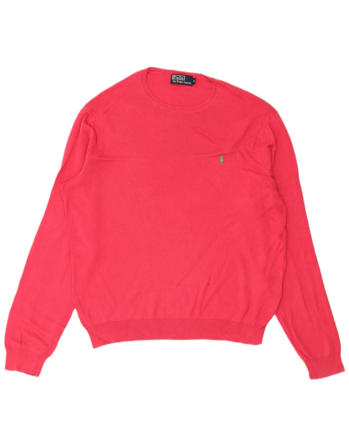 Polo Ralph Lauren Mens Crew Neck Jumper Sweater XL Pink Cotton Size US XXL / EU 58 / 5 - 1 Thumbnail